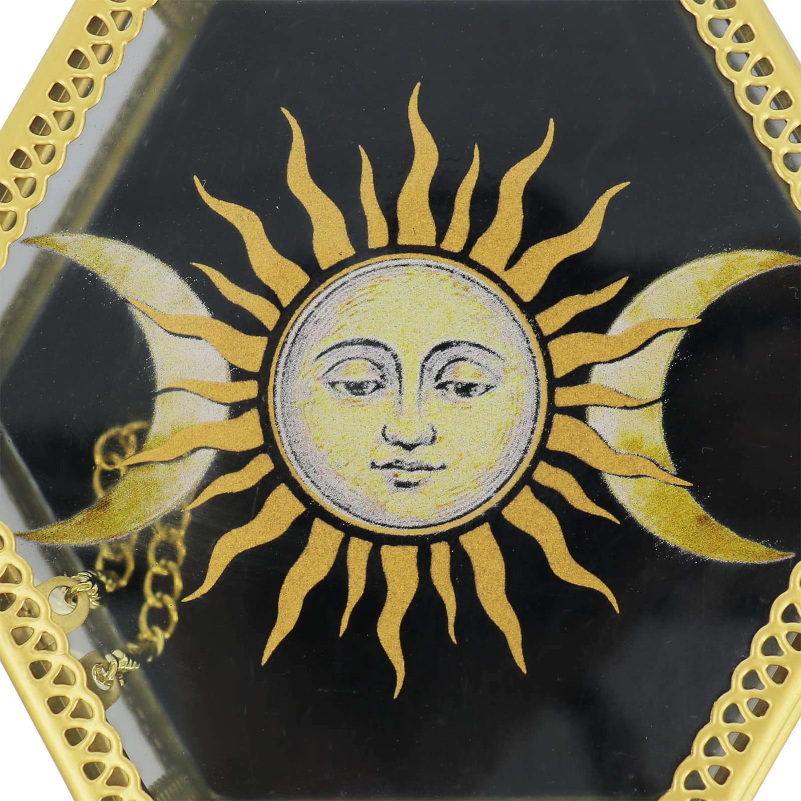 4.75" Gold & Black Sun & Moon Hexagon Tabletop Box by Ashland®
