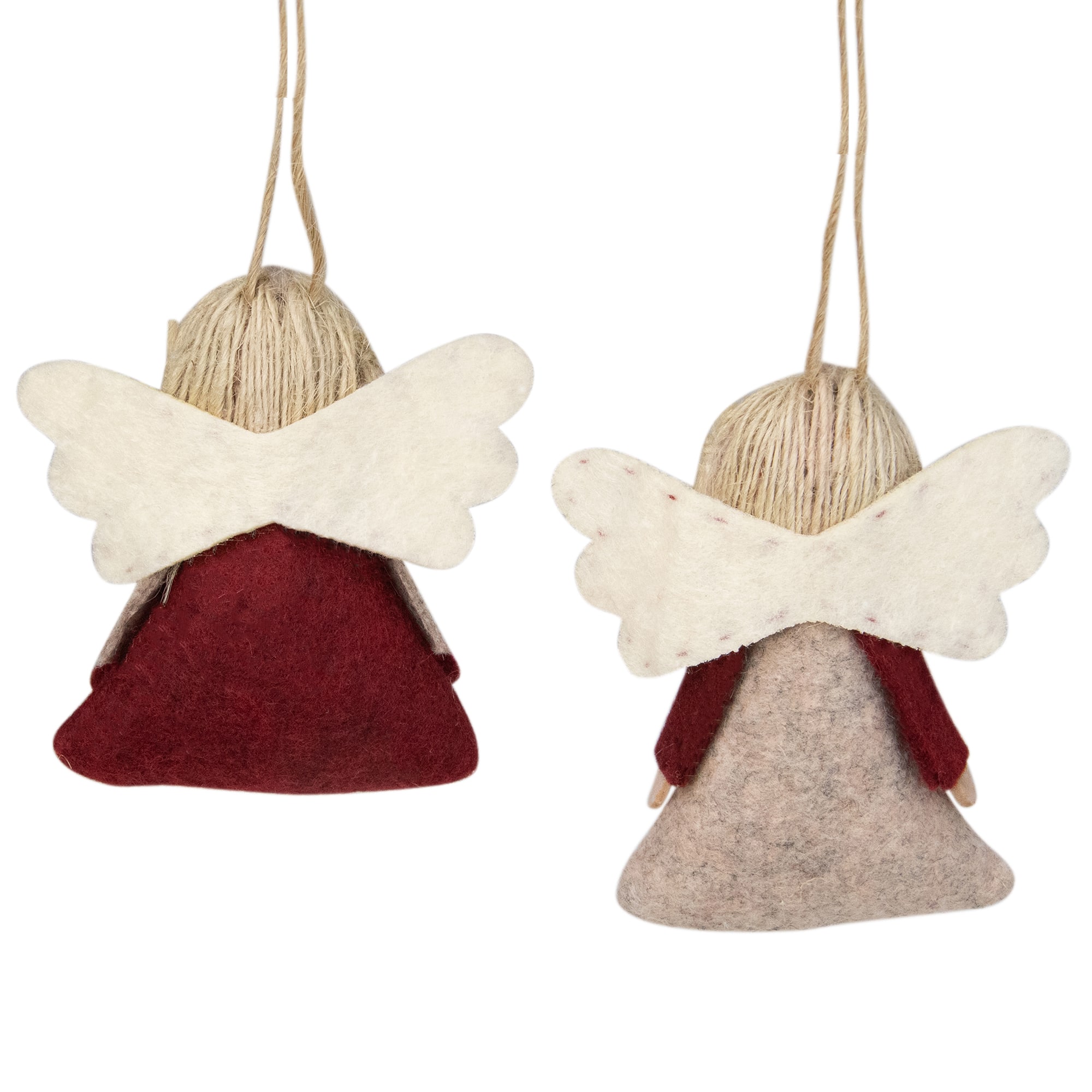 2ct. Gray & Red Felt Angel Ornaments