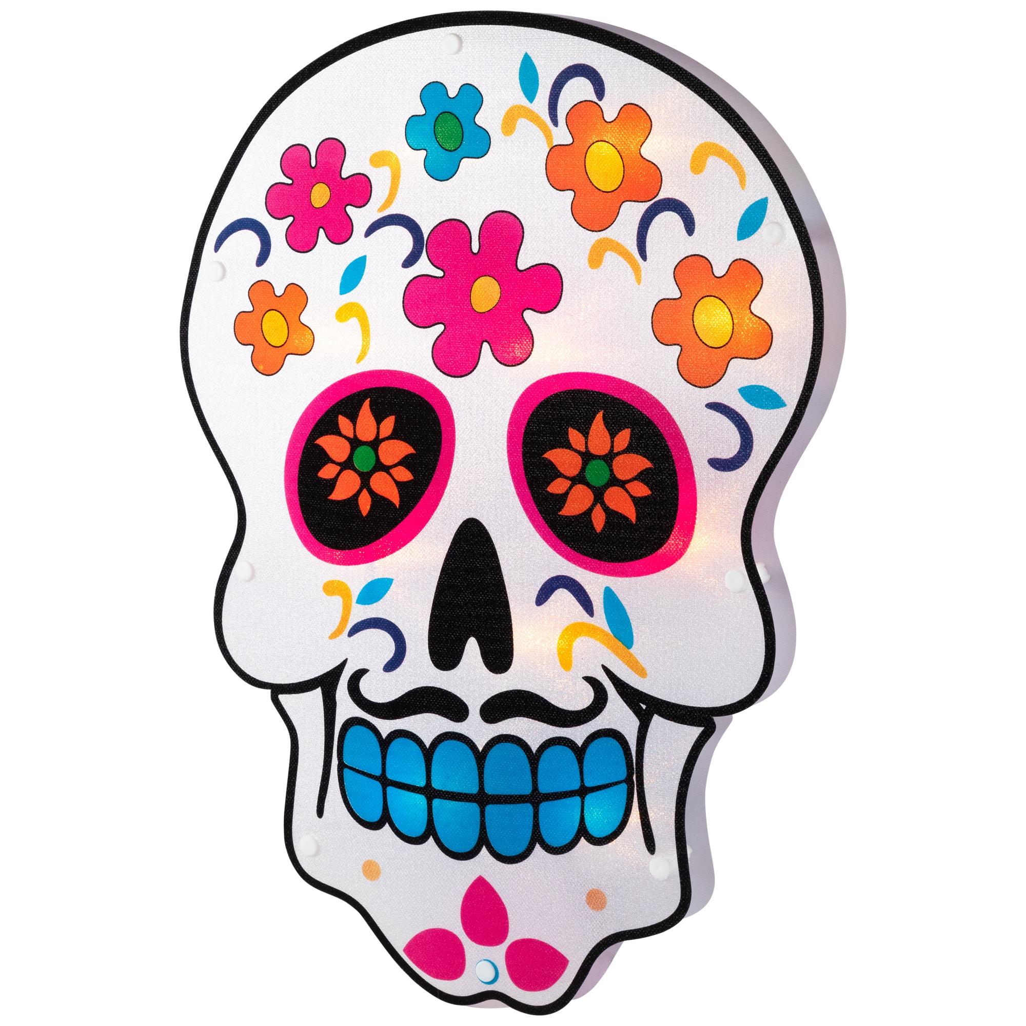 Lighted Day of the Dead Sugar Skull Window Silhouette