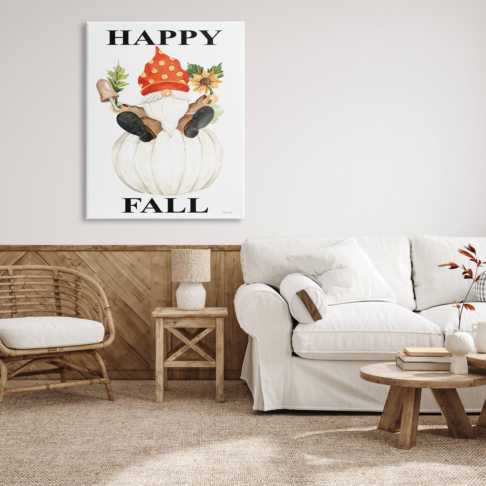 Stupell Industries Happy Fall Whimsical Gnome Canvas Wall Art