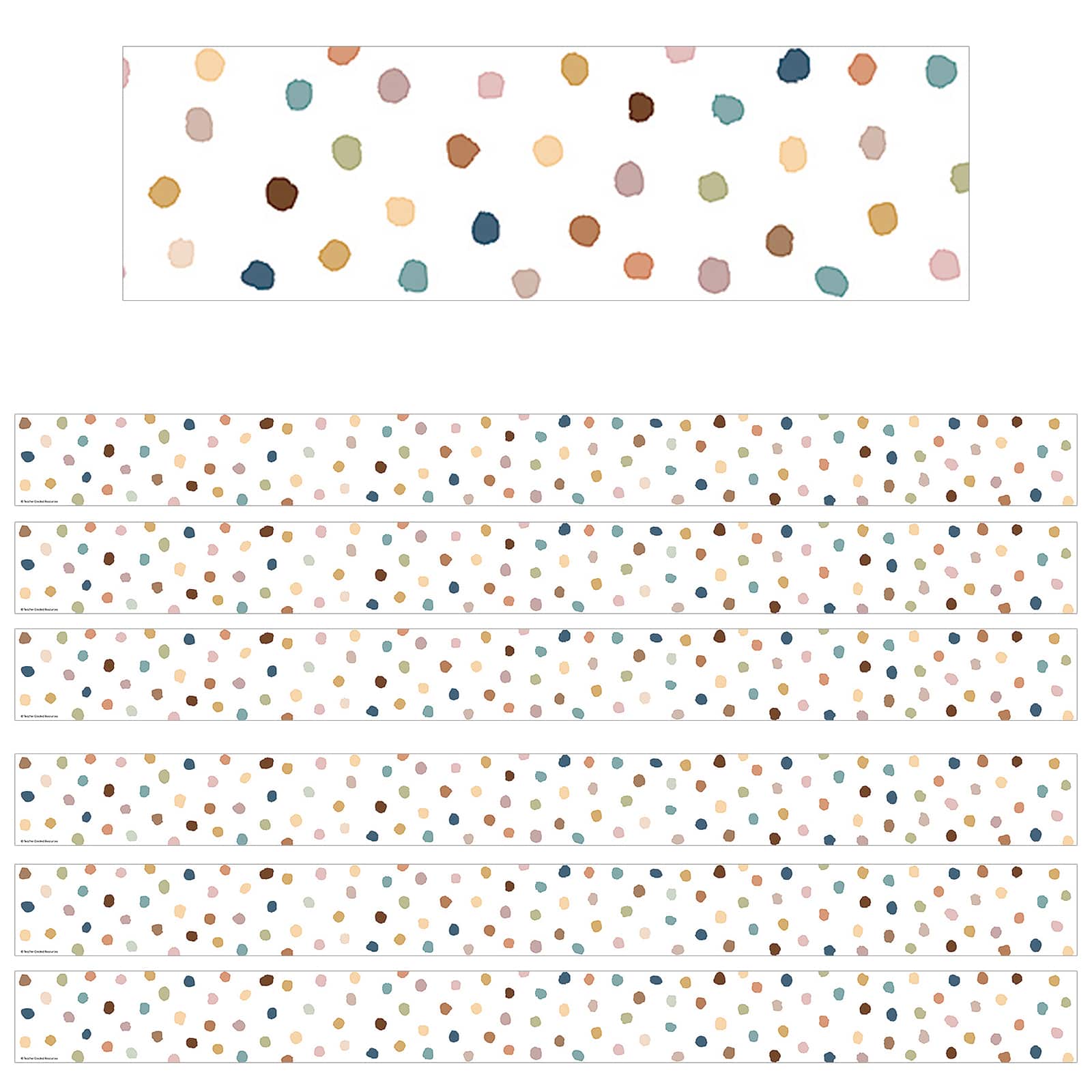 Teacher Created Resources Everyone is Welcome Painted Dots Straight Border Trim, 210ft.
