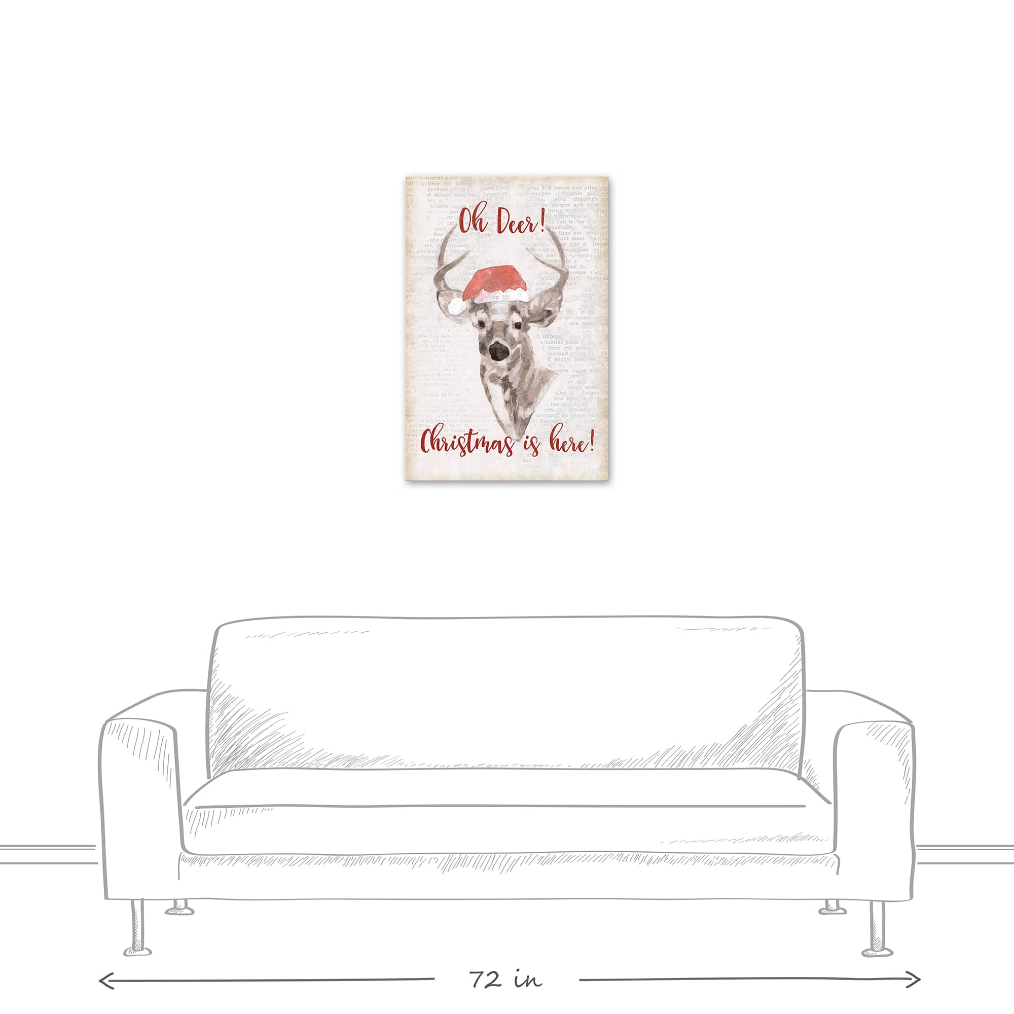 Oh Deer Christmas Here Canvas Wall Art