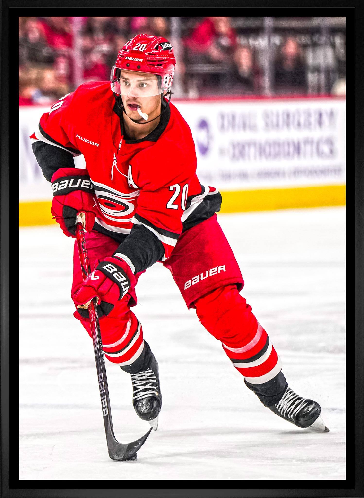 Sebastian Aho 20" x 29" Framed Canvas Carolina Hurricanes 22.5" x 31.5"