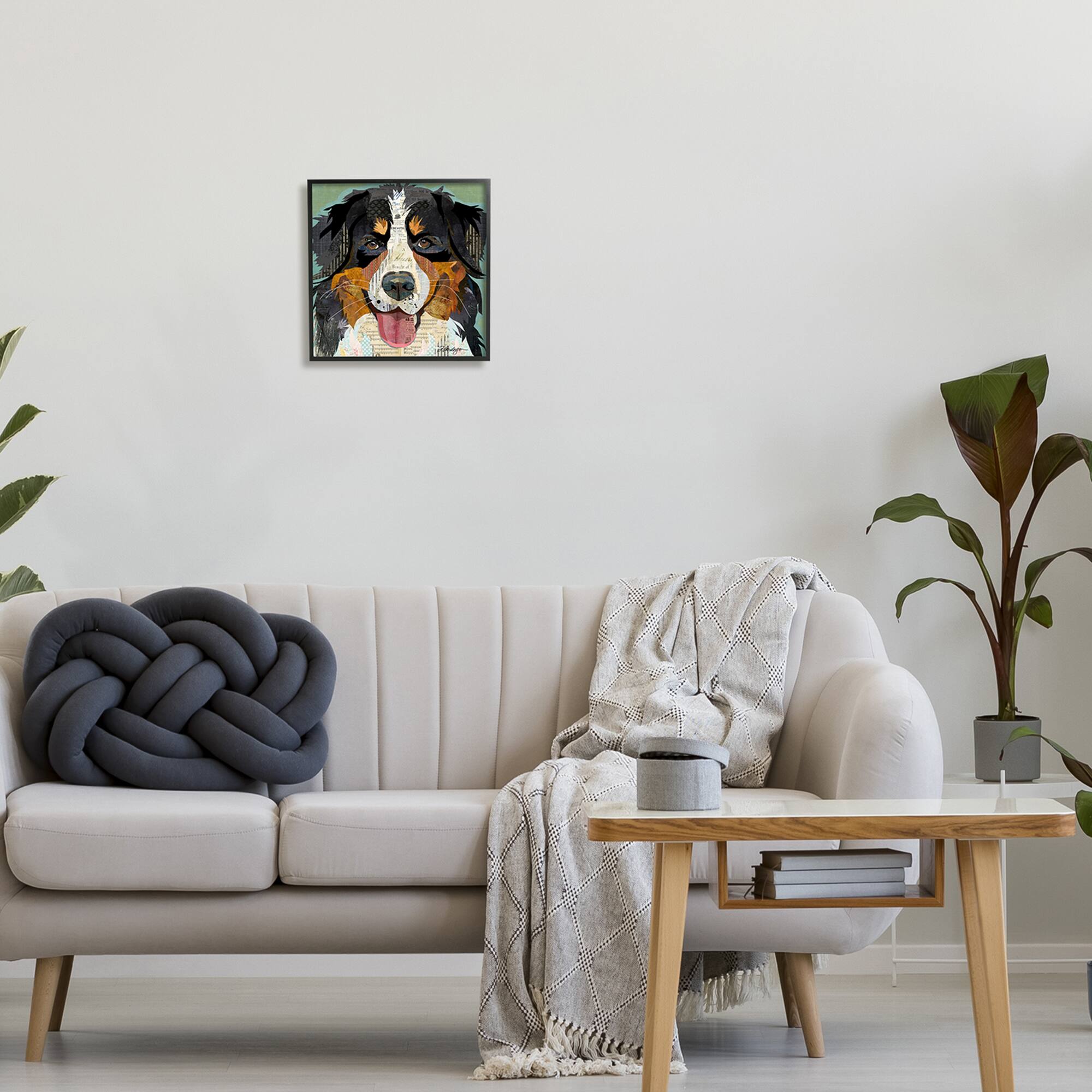 Stupell Industries Bernese Mountain Dog Ephemera Collage Framed Giclee Art