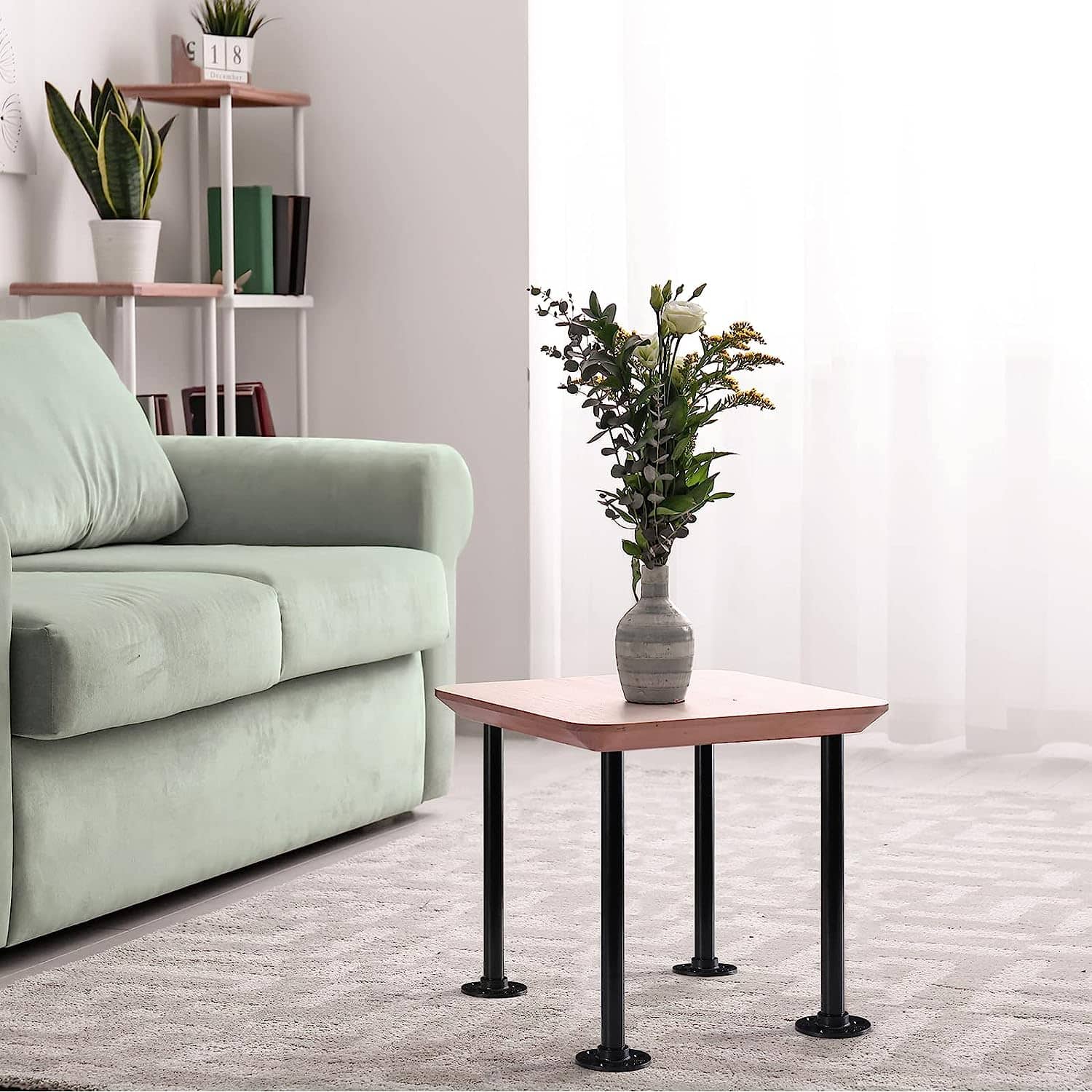 NEX™ Black Industrial Pipe Metal Table Legs with Casters, 4ct.