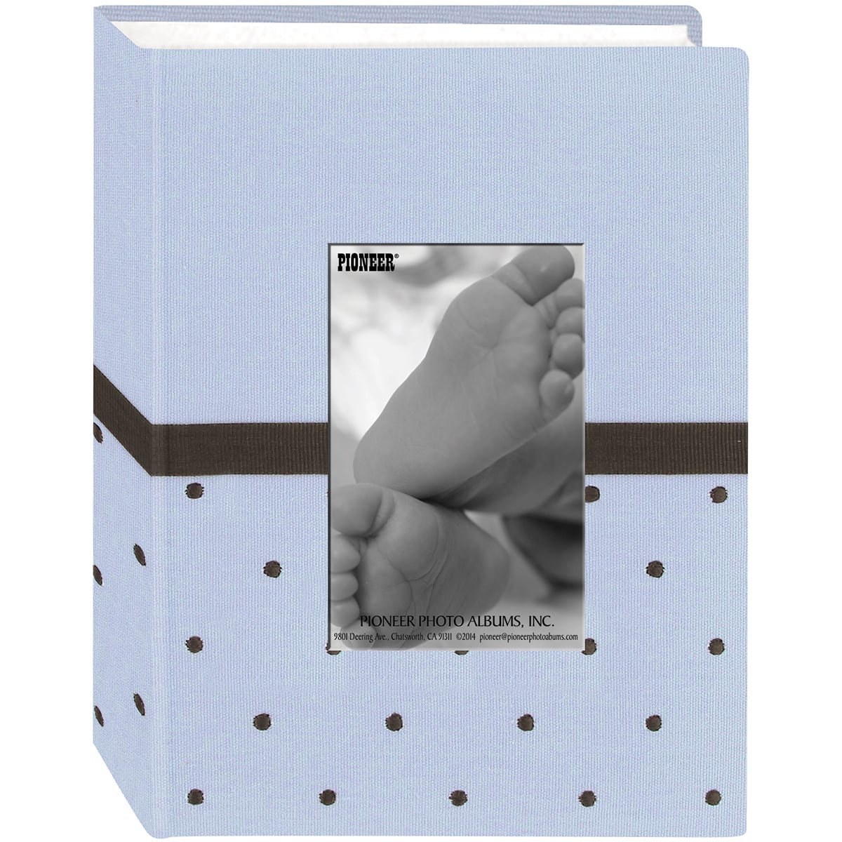 Pioneer® Blue & Brown Baby Dot Fabric Frame Photo Album