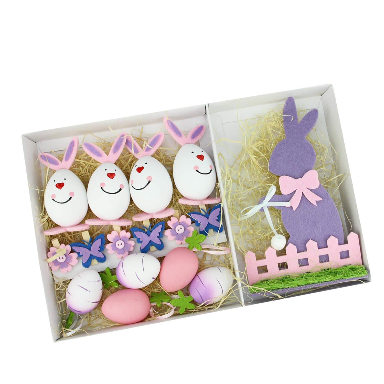 Set of 16 Multicolor Easter Egg, Flower & Bunny Spring Decorations