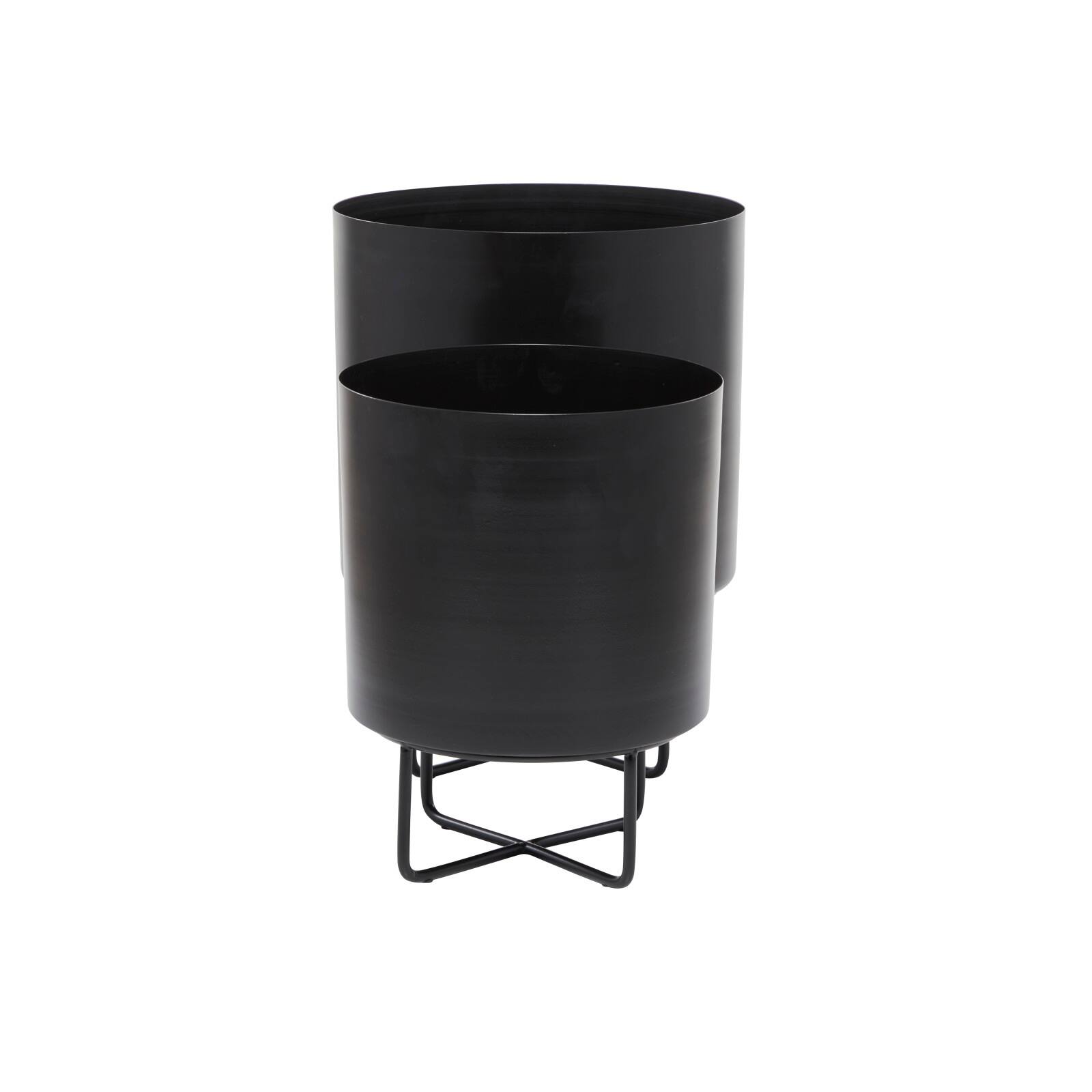 Black Modern Planter, Set of 2" 16", 13"