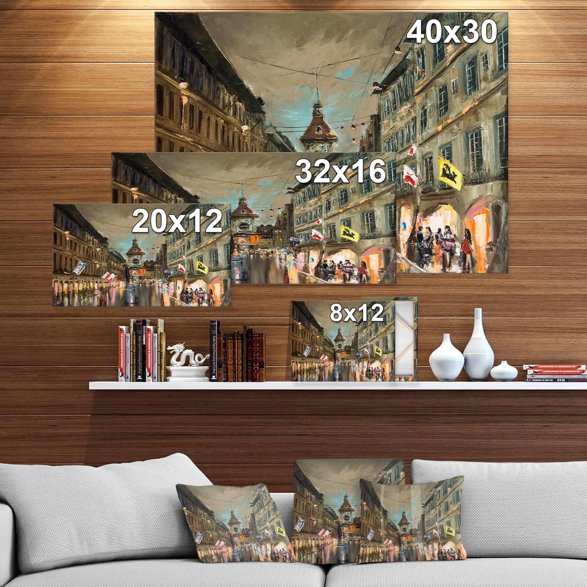 Designart - Bern Switzerland Rainy Evening in Oil Painting