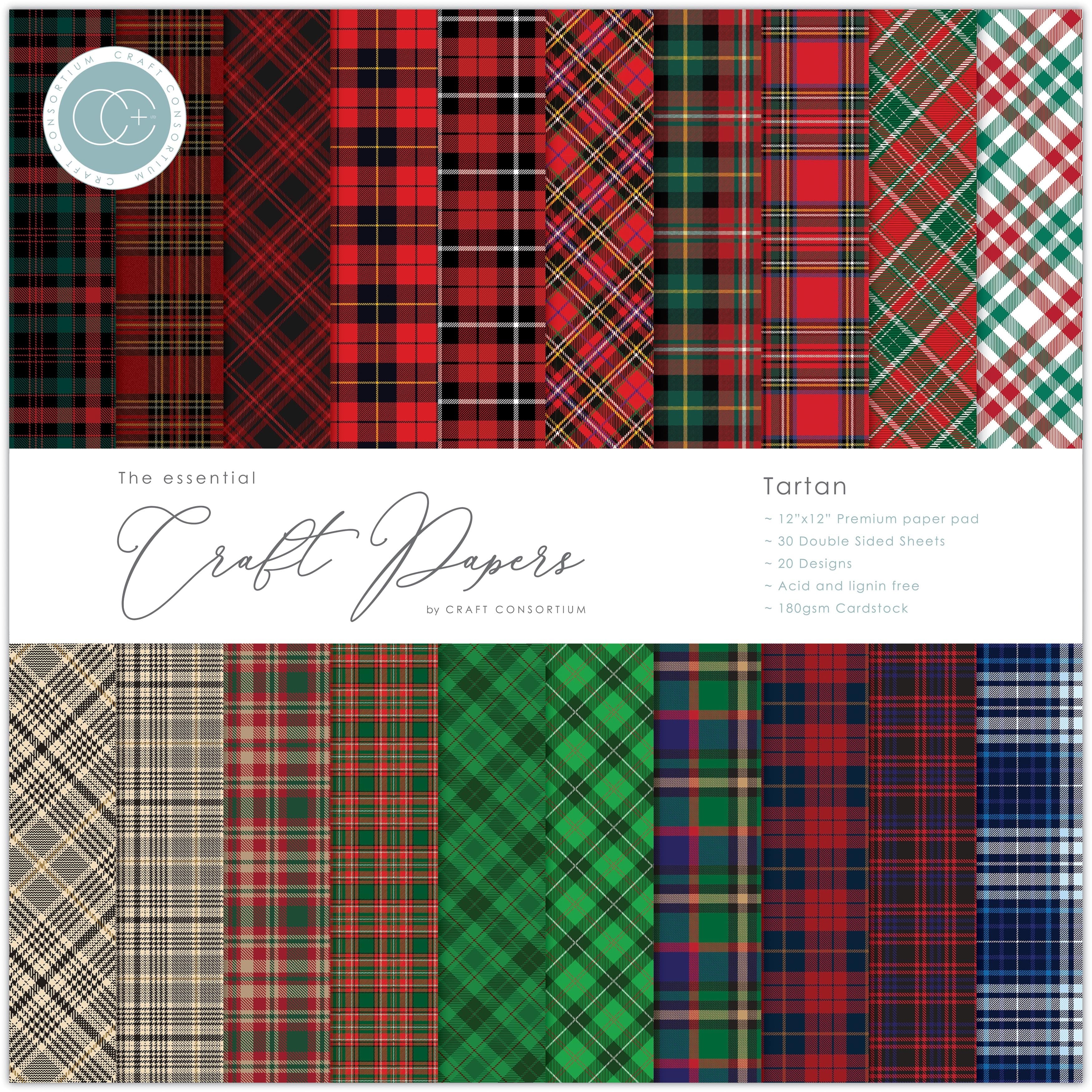 Craft Consortium Tartan Double-Sided Paper Pad, 12" x 12"