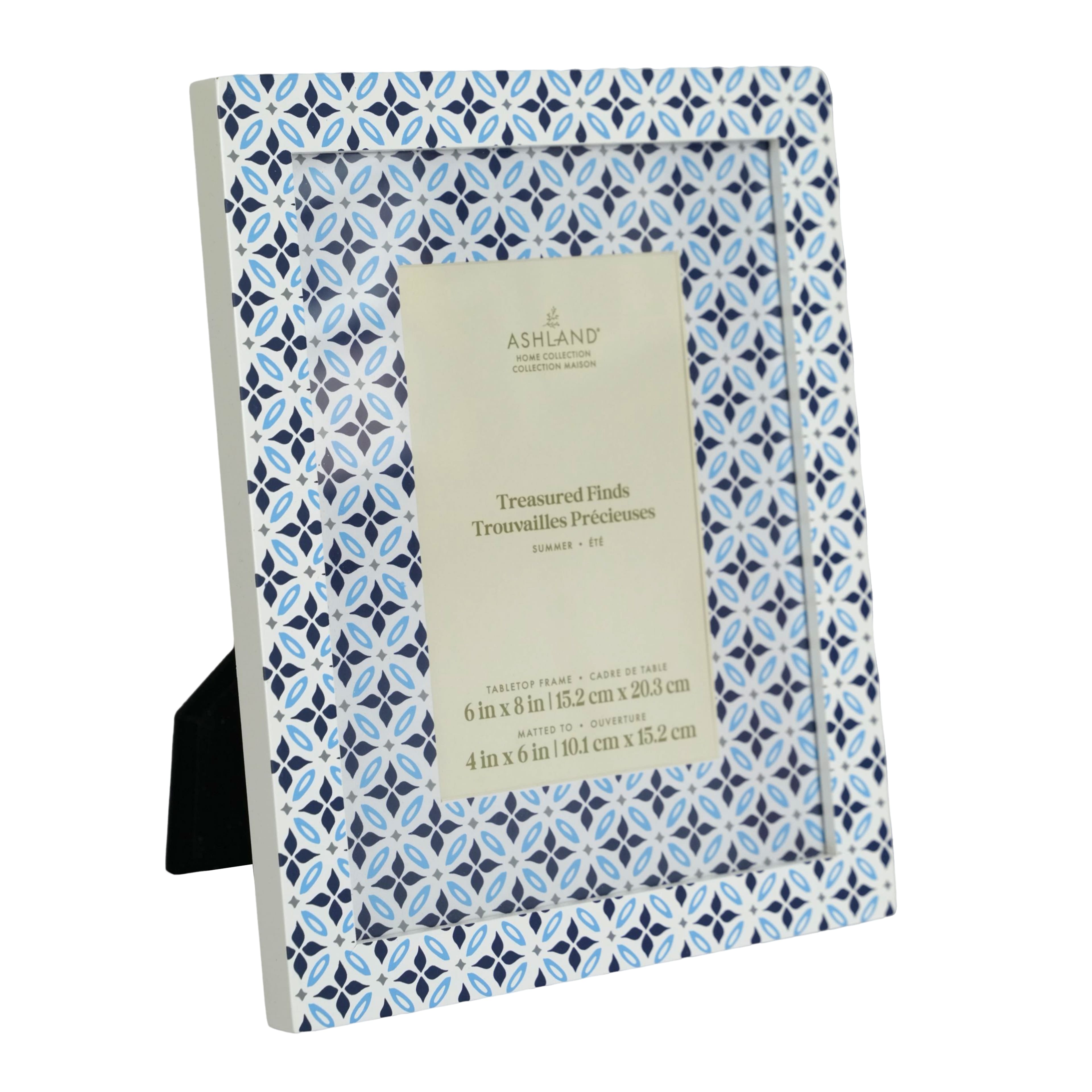 4" x 6" Blue & White Tile Pattern Tabletop Frame with Mat, Treasured Finds by Ashland®