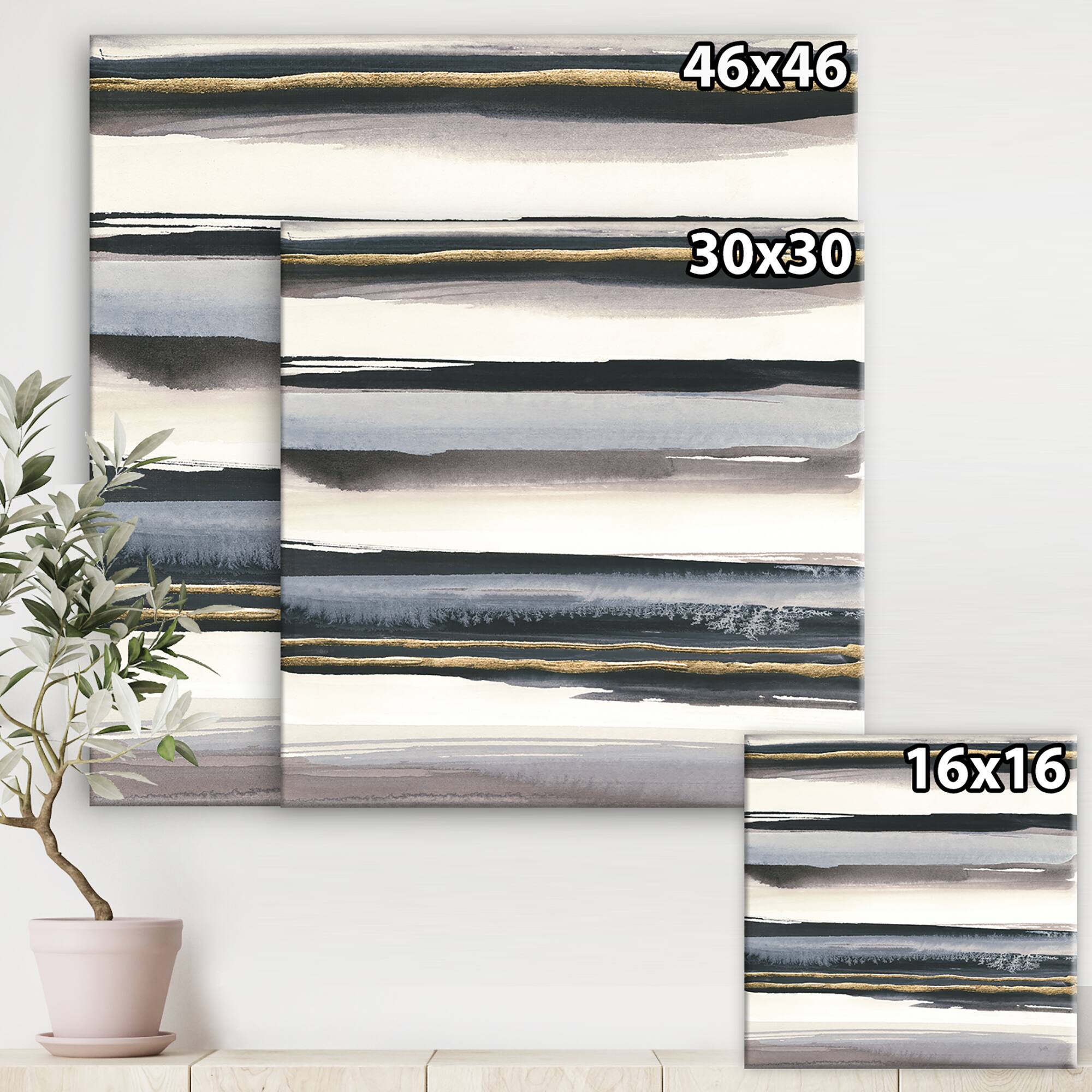 Designart - Gold Watercolor Amethyst I - Modern & Contemporary Premium Canvas Wall Art