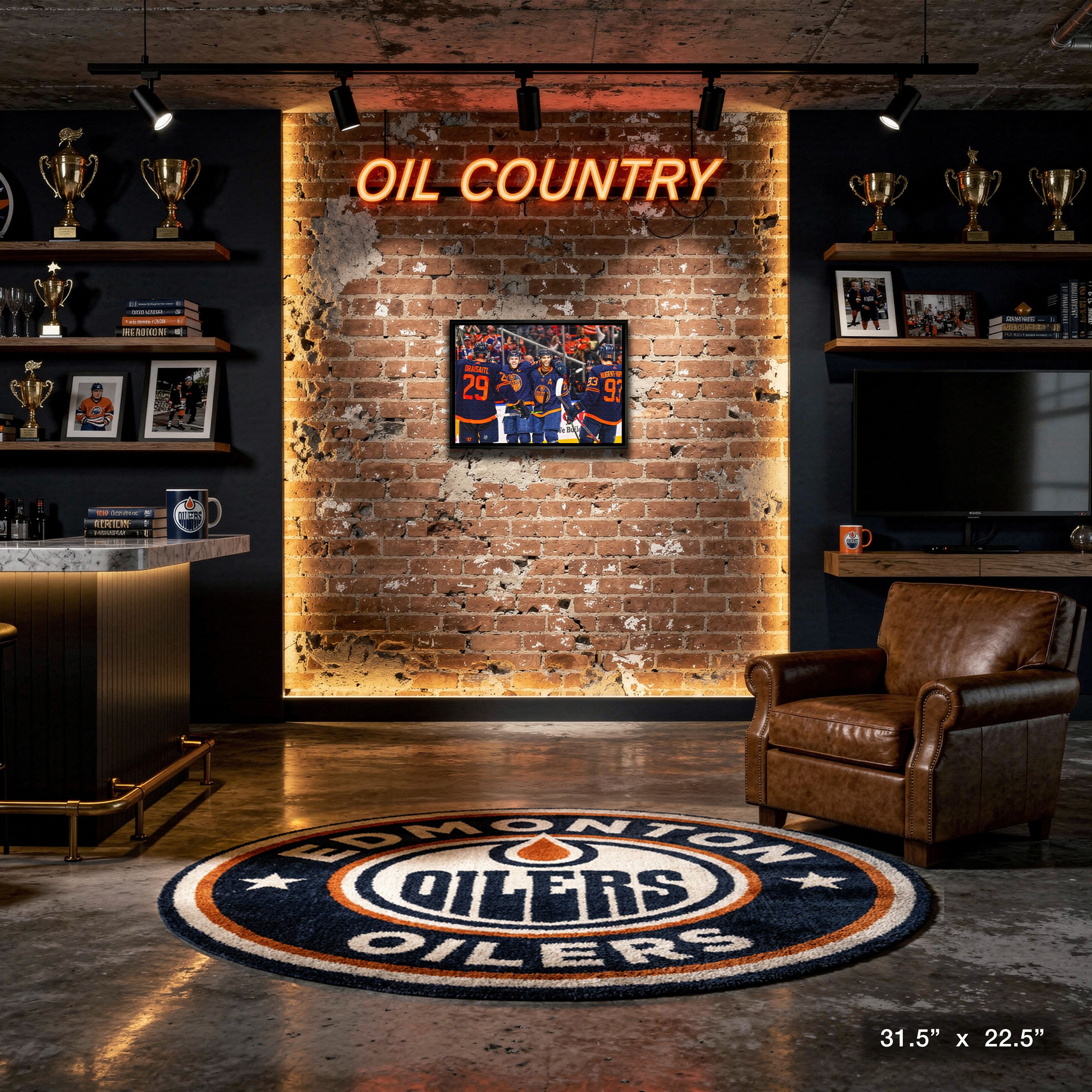 Leon Draisaitl, Connor McDavid, Darnell Nurse and Ryan Nugent-Hopkins 20" x 29" Framed Canvas Oilers Cel