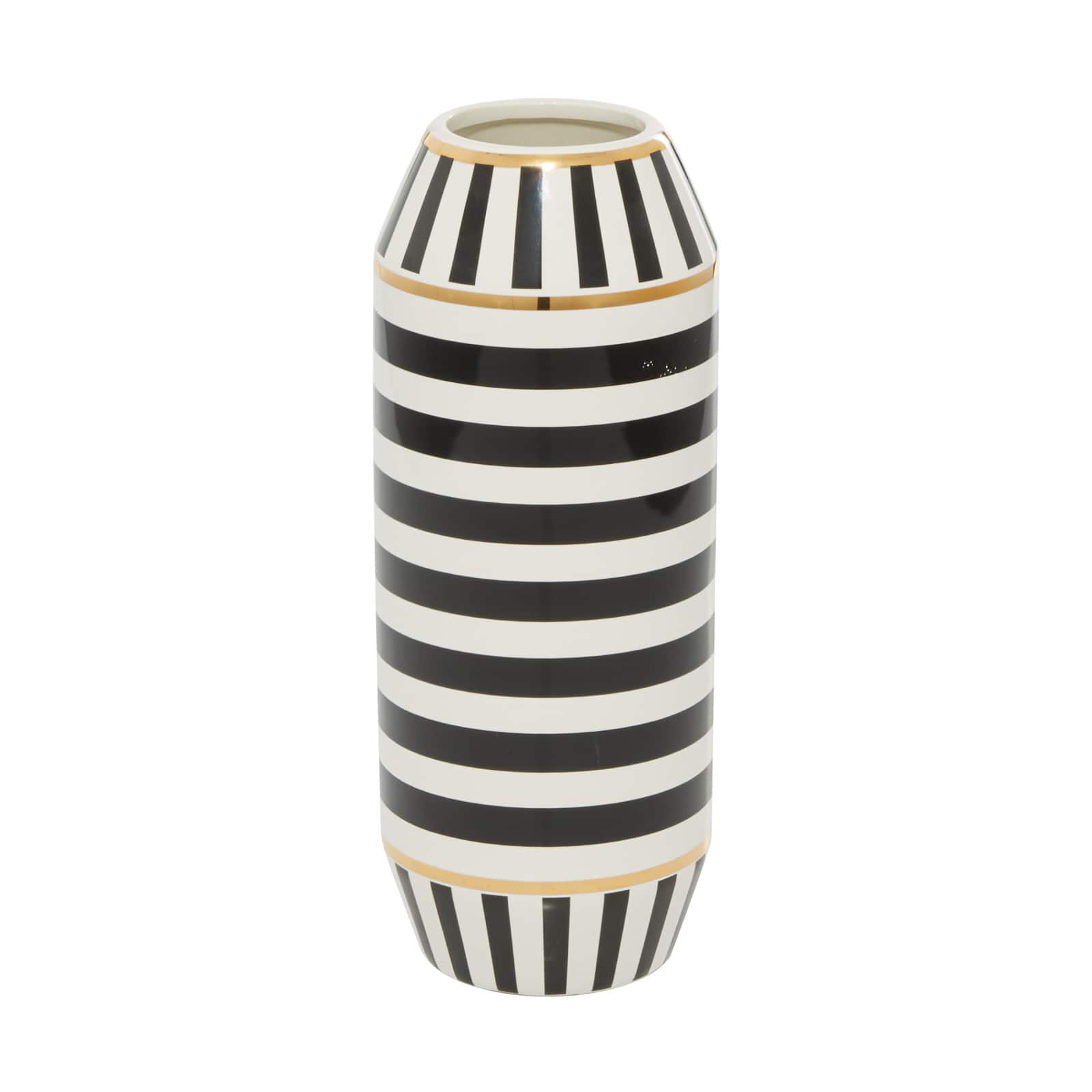 Black Ceramic Modern Vase, 13" x 5" x 5"
