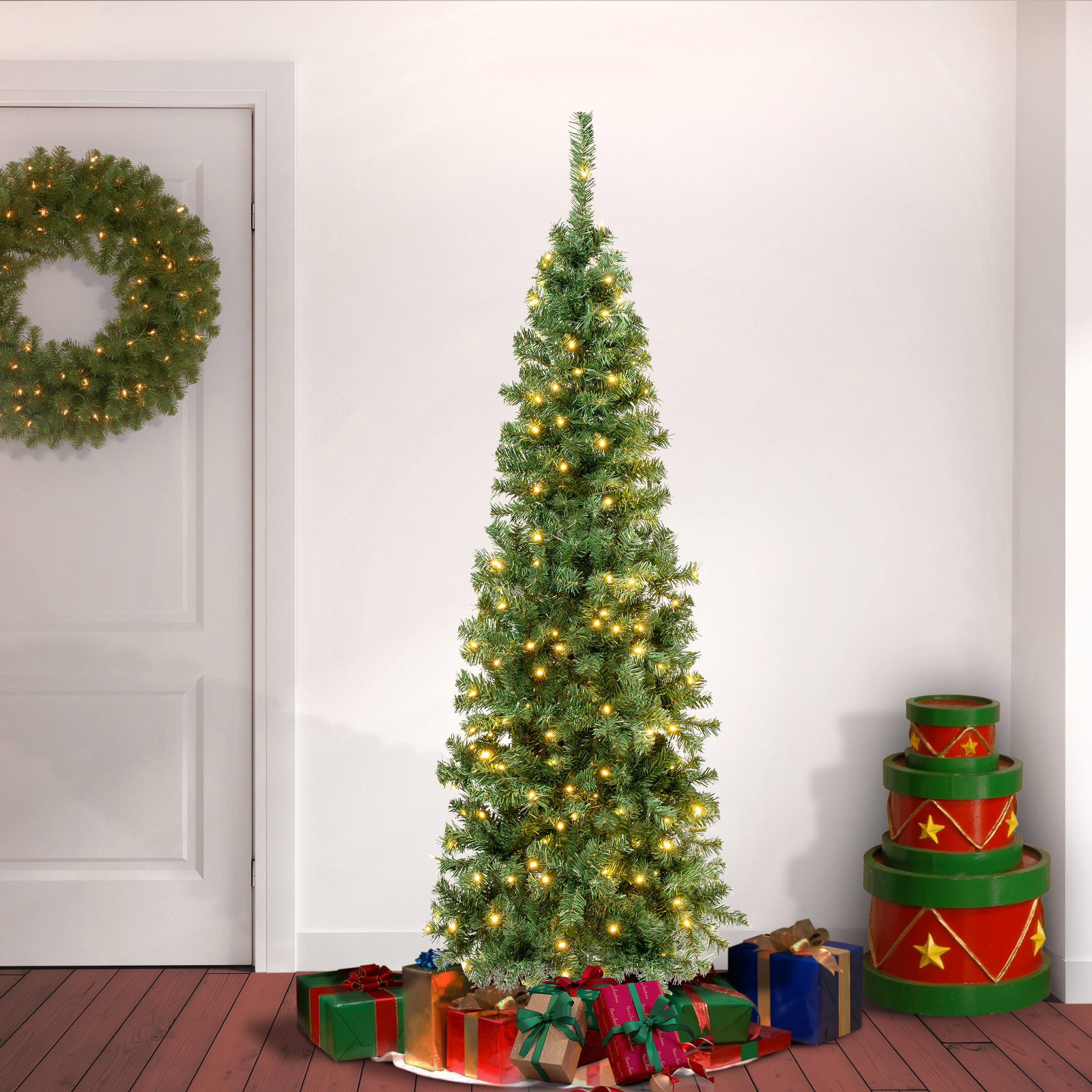 6ft. Pre-Lit Linden Spruce Artificial Christmas Tree, Warm White LED Lights