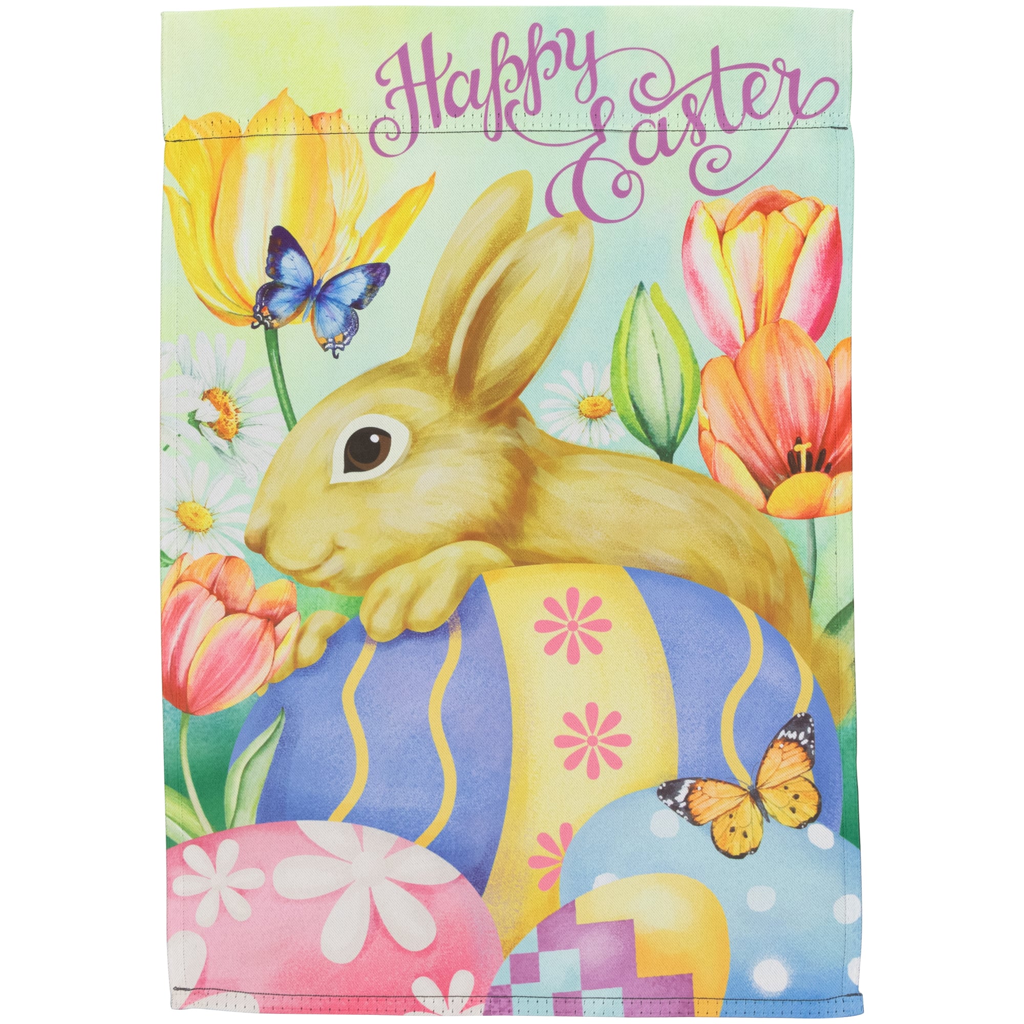 Springtime Colors Happy Easter Bunny & Eggs Garden Flag