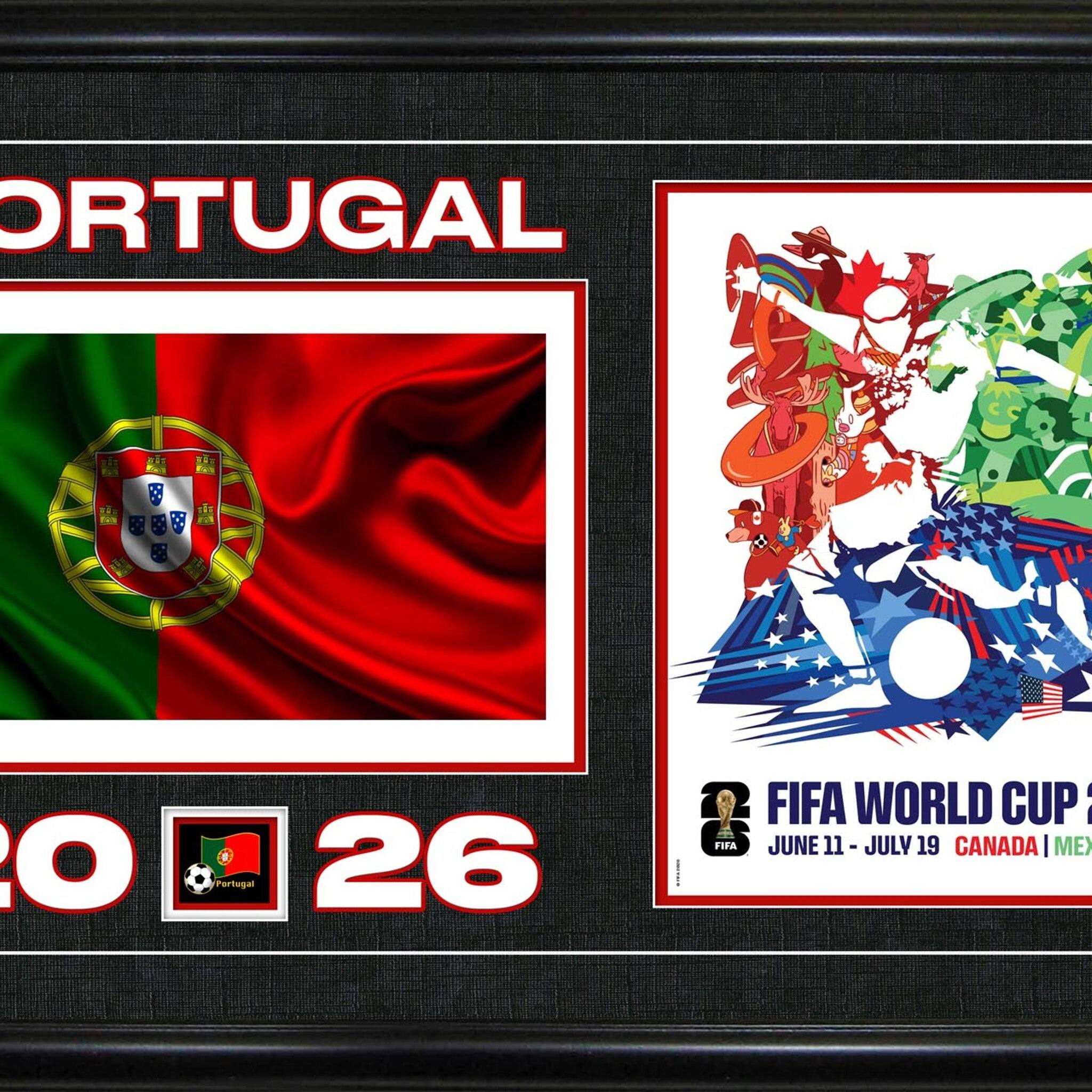 Frameworth 24" x 15" FIFA World Cup 2026 Team Portugal Flag Framed Wall Decor