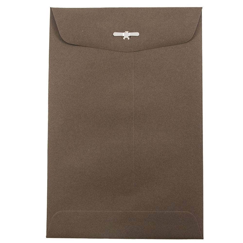 JAM Paper 6" x 9" Chocolate Brown Recycled Premium Invitation Envelopes with Clasp Closure