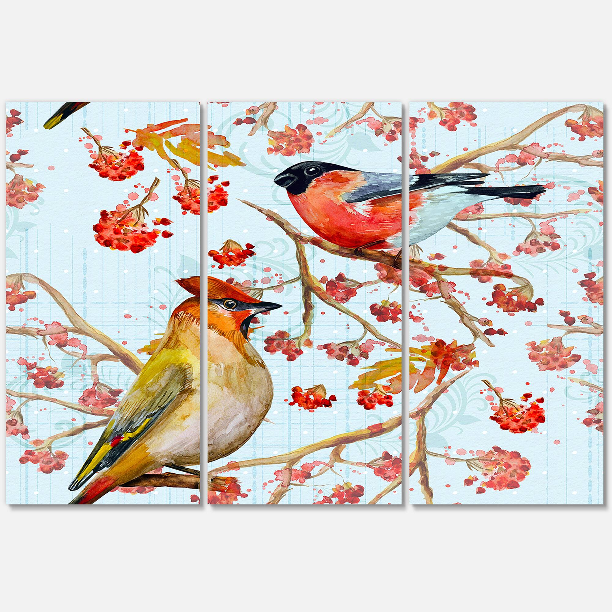 Designart - Two Birds On Branches During Autumn