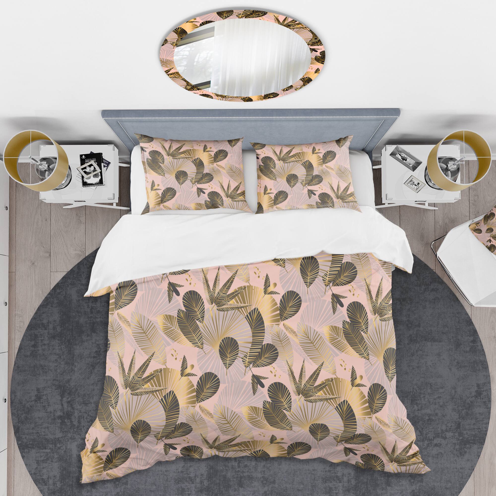 Designart 'Golden Foliage III' Mid-Century Duvet Cover Set