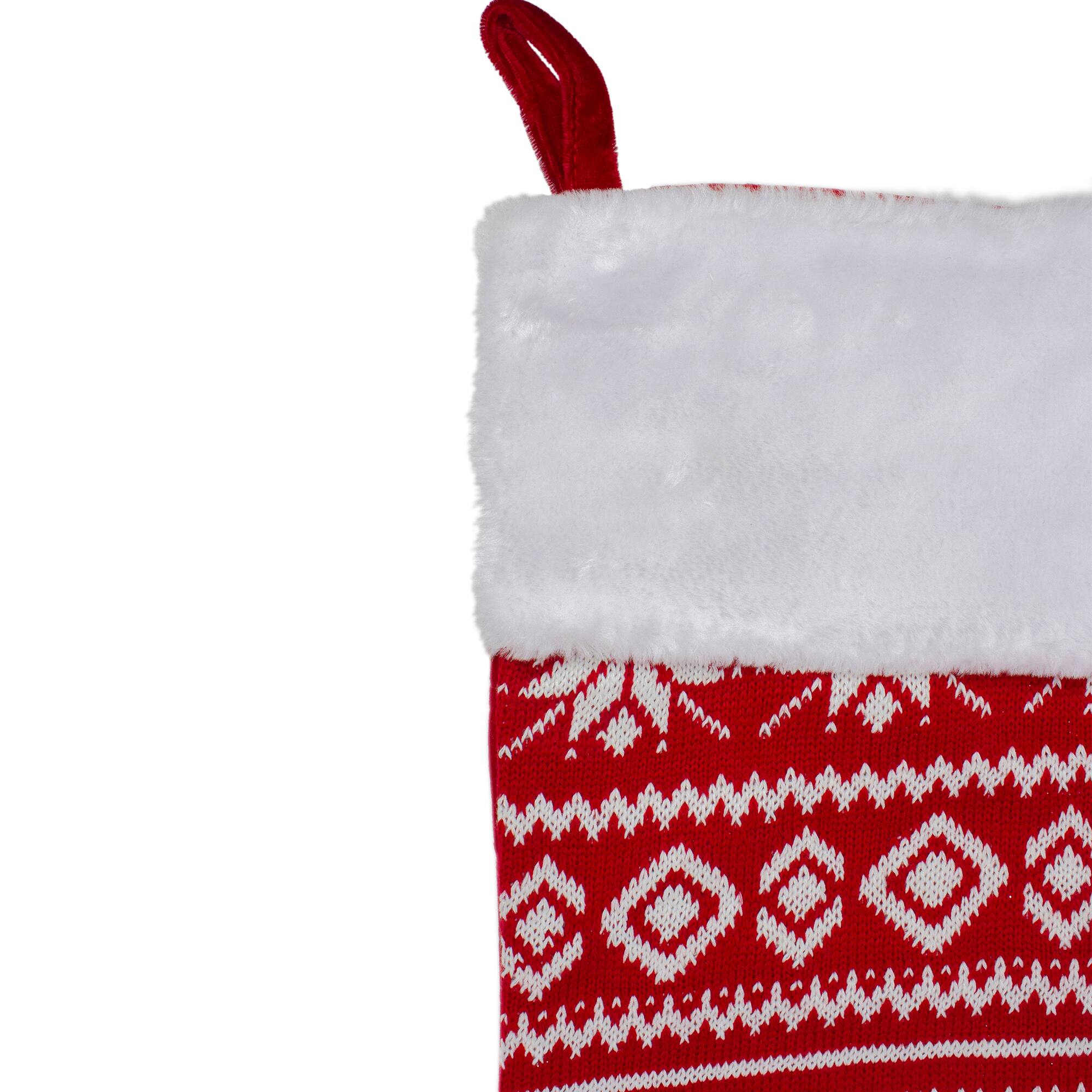 22" Festive Snowflake Sweater Knit Christmas Stocking