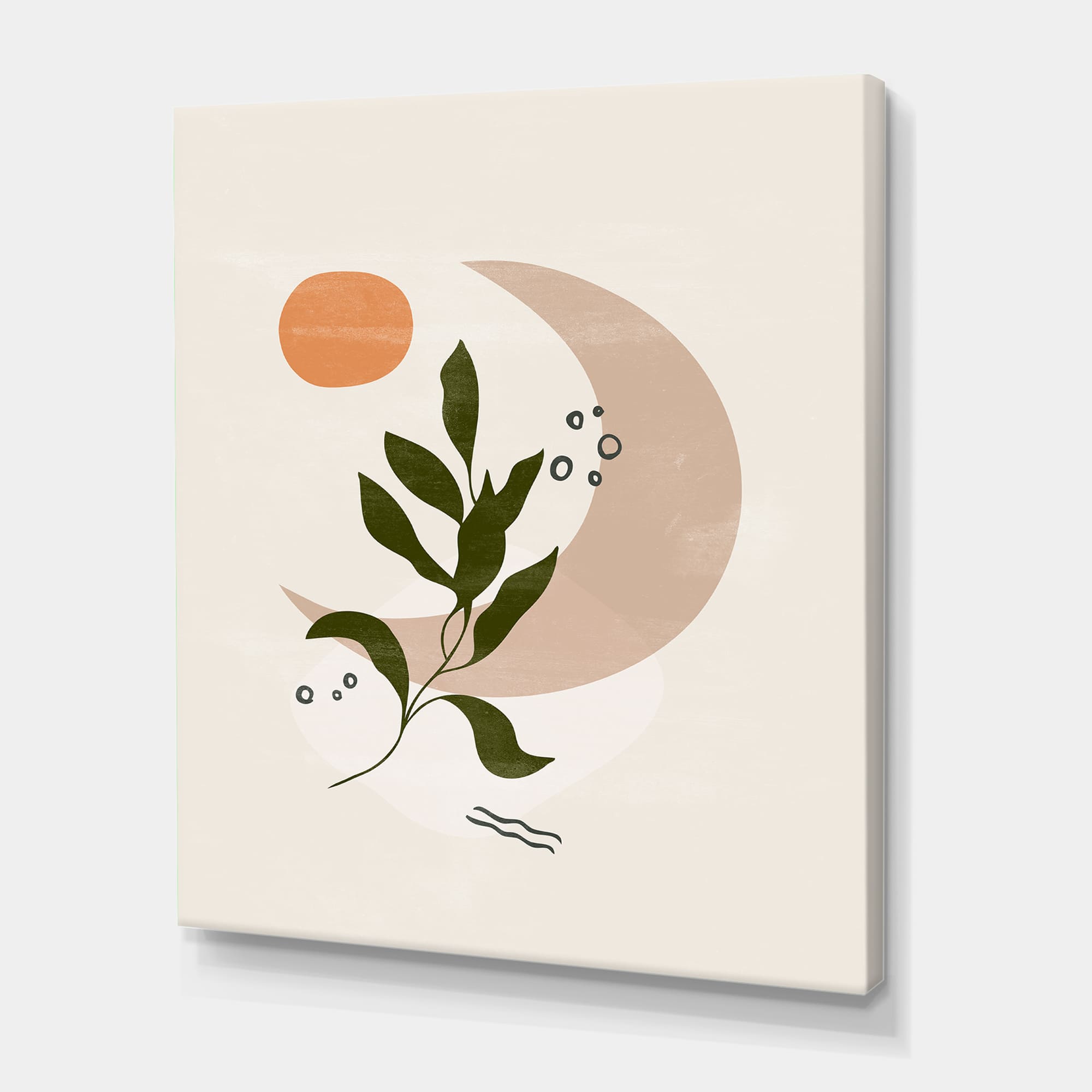 Designart - Abstract Geometrical Moon With Leaf I
