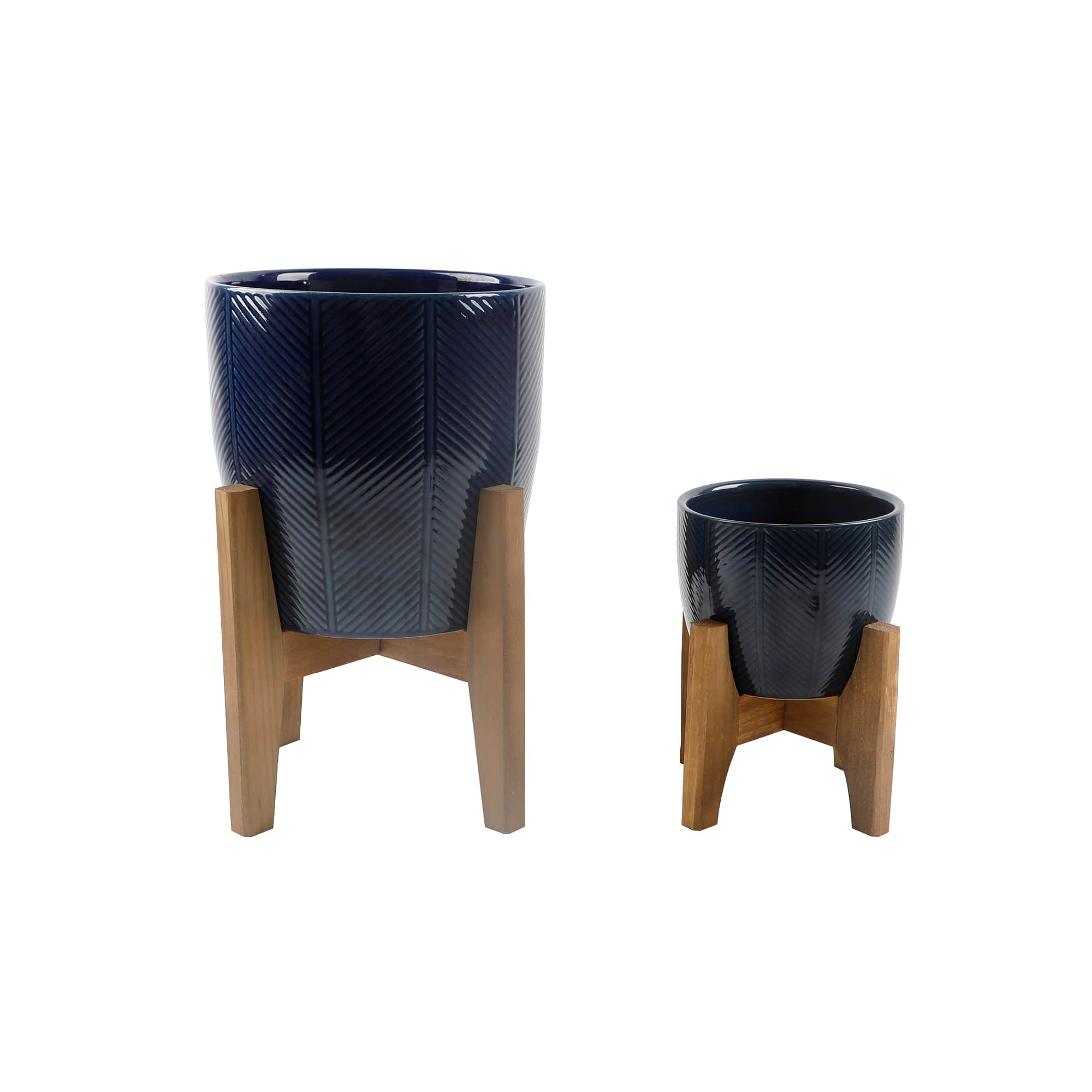 Flora Bunda® Chevron Ceramic Planter On Stand Set