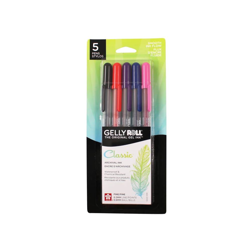 Sakura® Gelly Roll® Classic 0.6mm Fine 5 Color Gel Pen Set