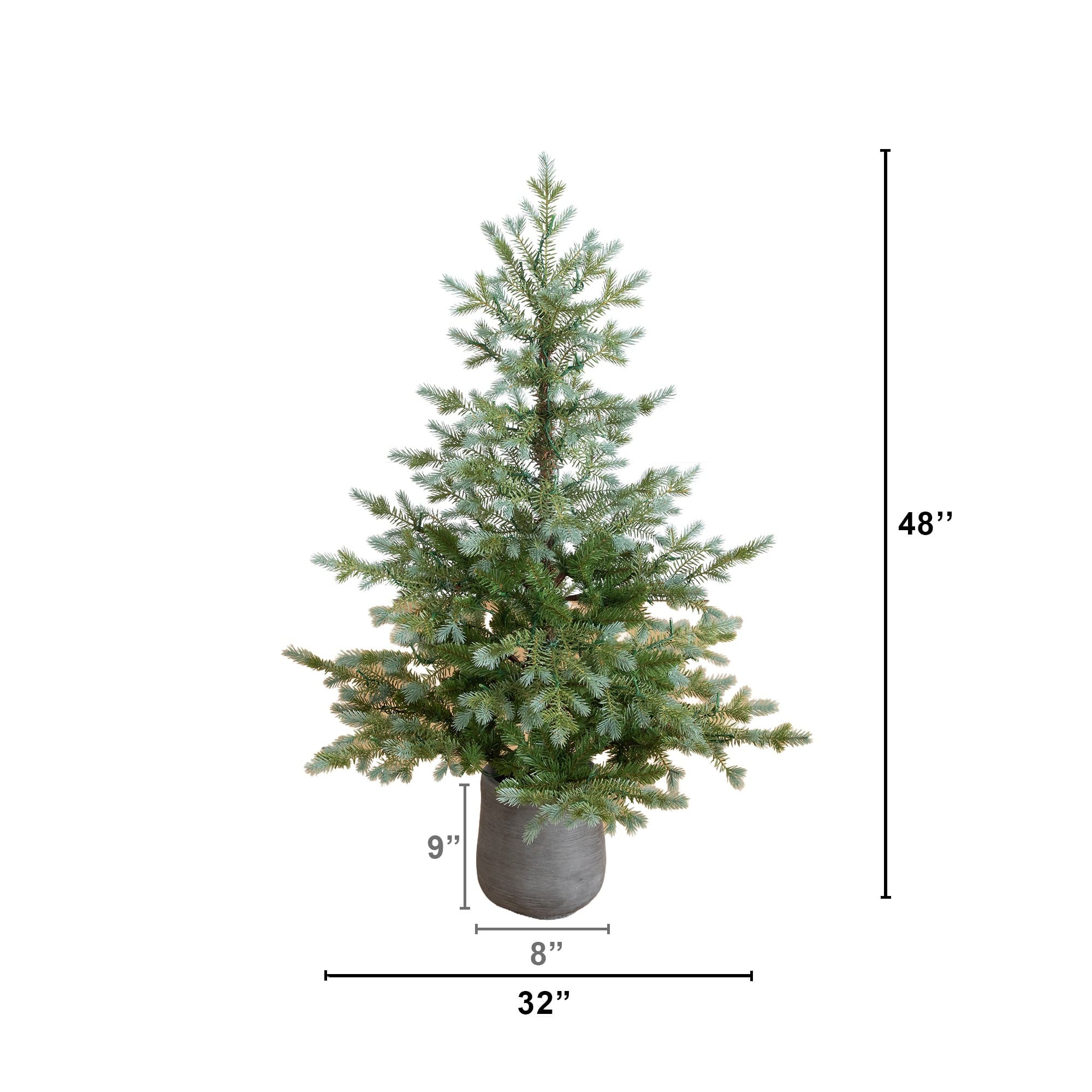 Nearly Natural 4ft. Pre-Lit Artificial Christmas Tree in Gray Ceramic Planter