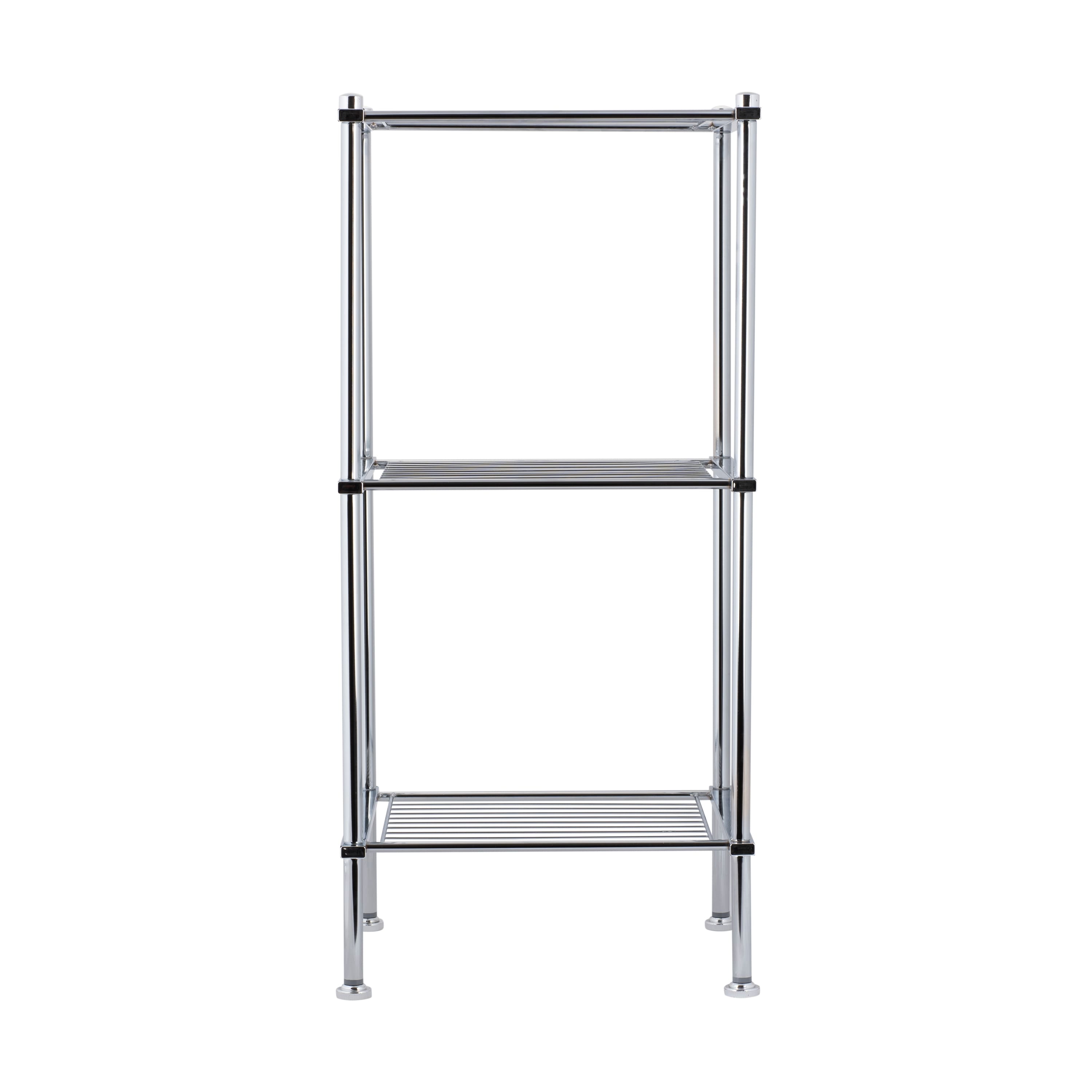 Organize It All 28" Metro Chrome 3-Tier Freestanding Shelving Tower