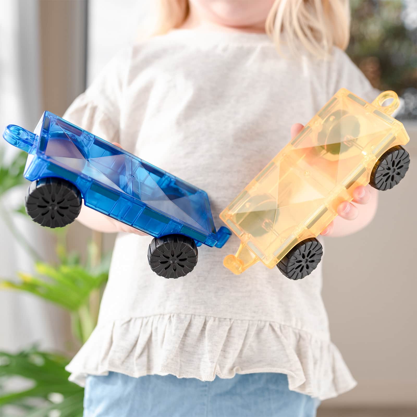 Connetix® Blue & Yellow Magnetic Tiles Rainbow Cars, 2ct.