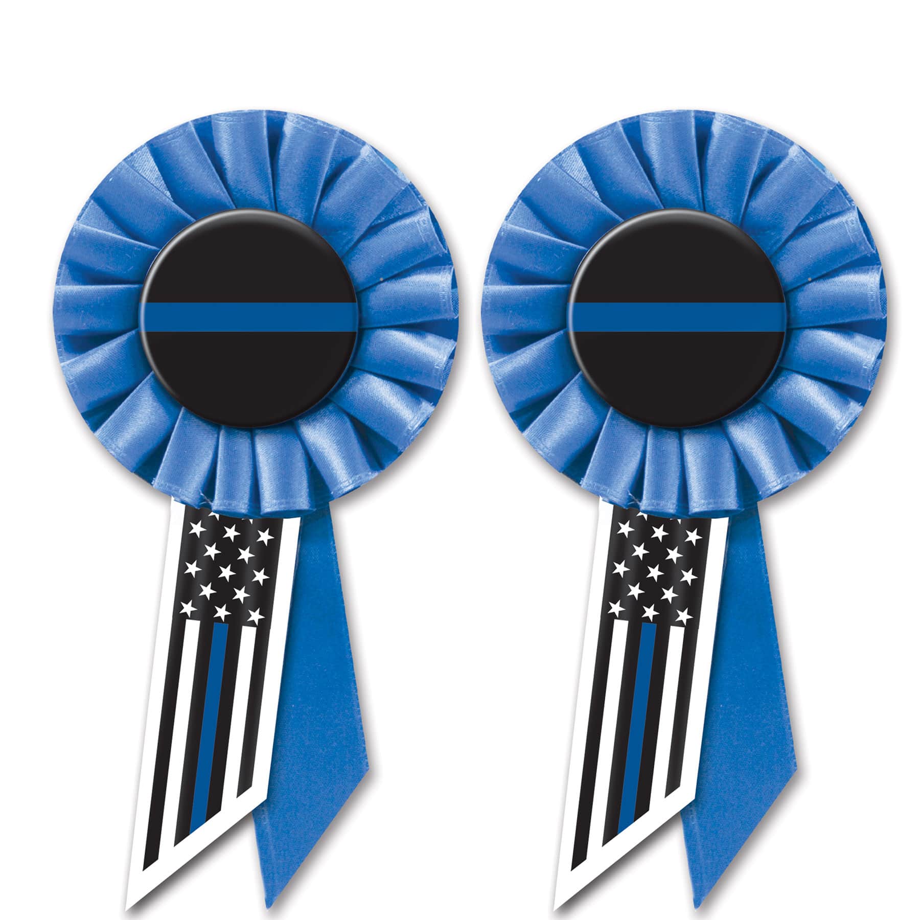 Beistle 6.5" Blue Stripe Law Enforcement Rosettes, 2ct.