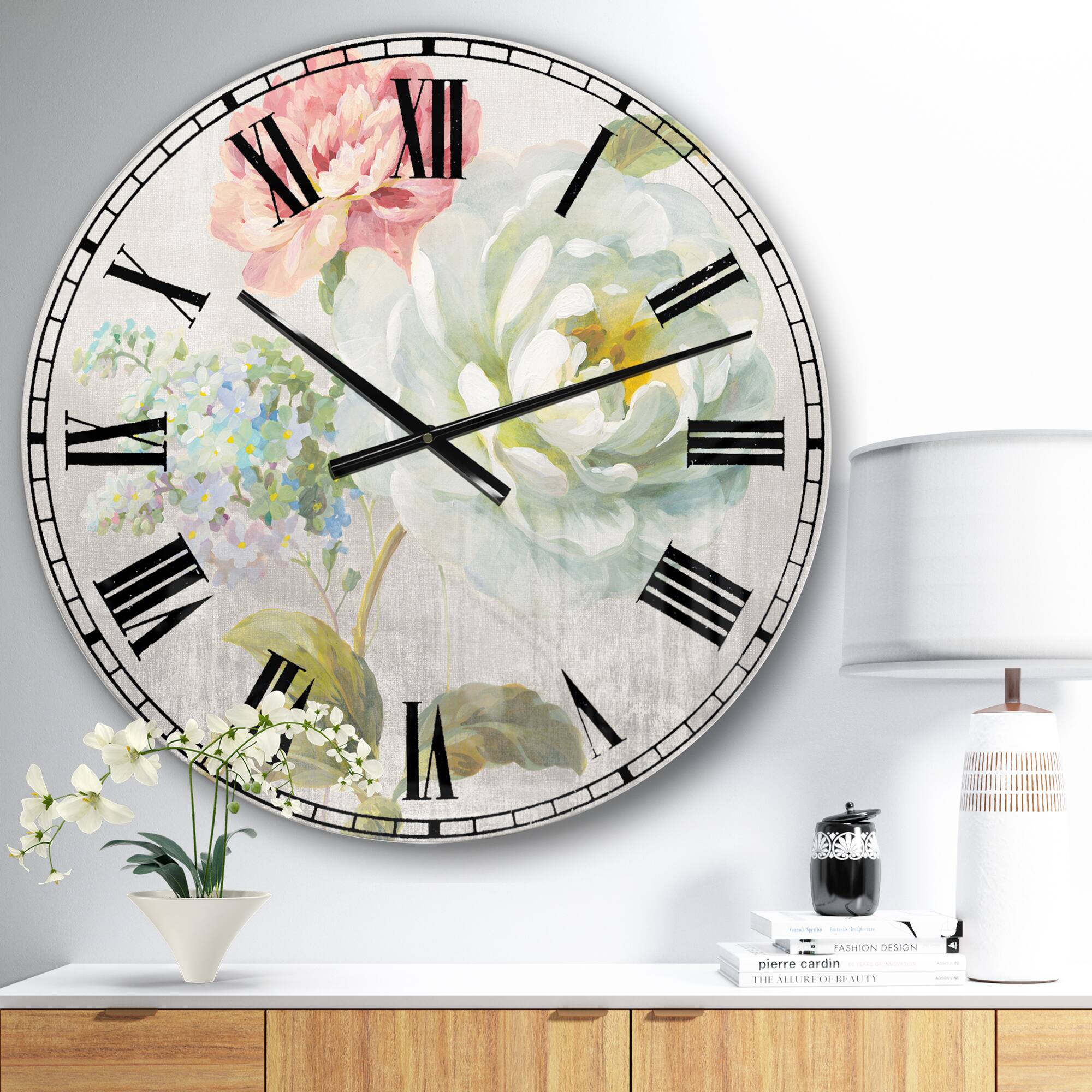 Designart Country Flower Bouquet Cabin Wall Clock