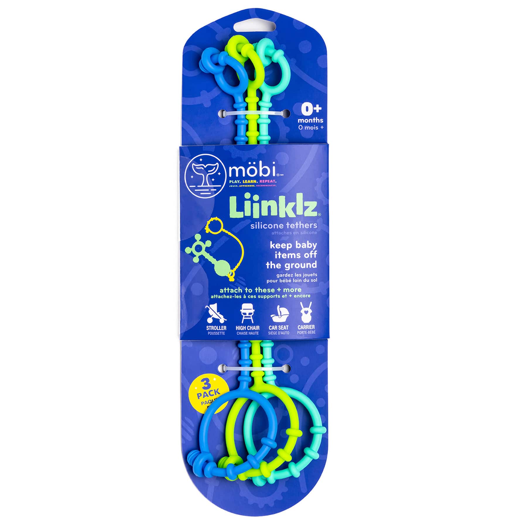 Mobi LIINKLZ® Silicone Cool Tether Set, Pack of 3