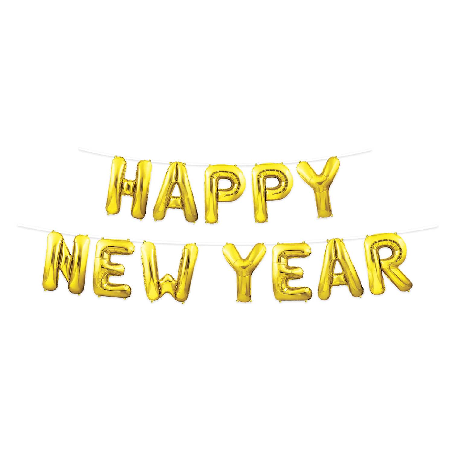 Beistle 12ft. Gold Happy New Year Balloon Streamers, 2ct.