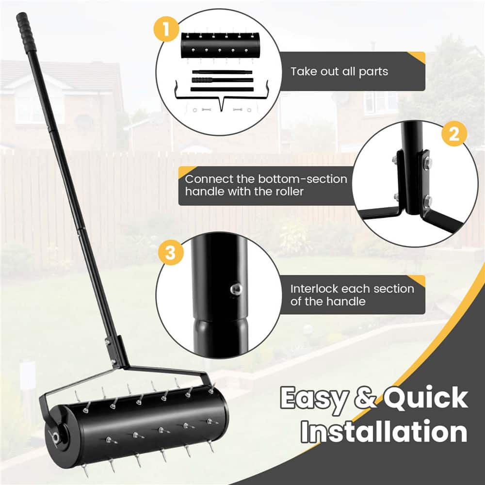Costway 21" Heavy Duty Manual Rolling Lawn Aerator Tool with Handle