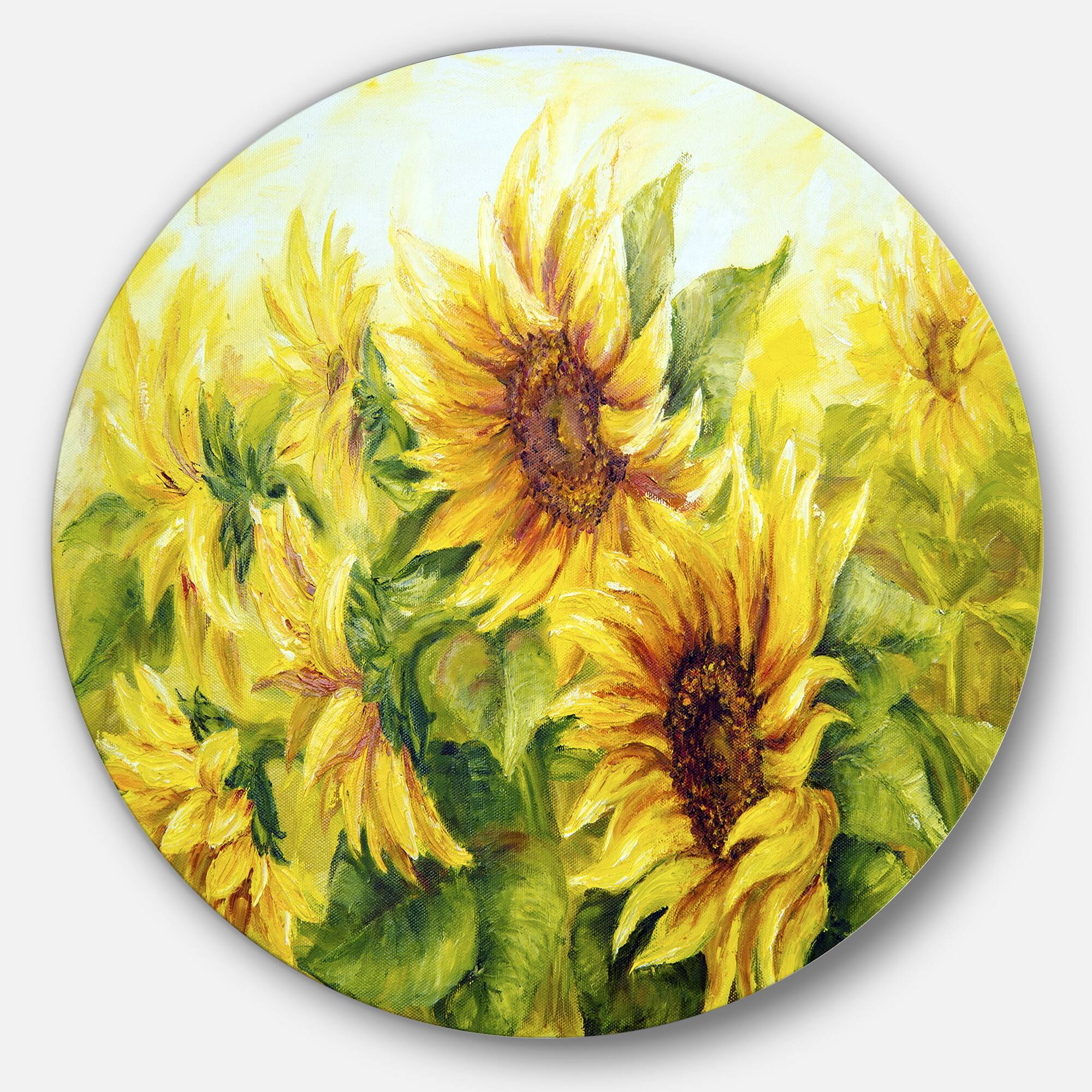 Designart - Bright Yellow Sunny Sunflowers' Floral Metal Artwork