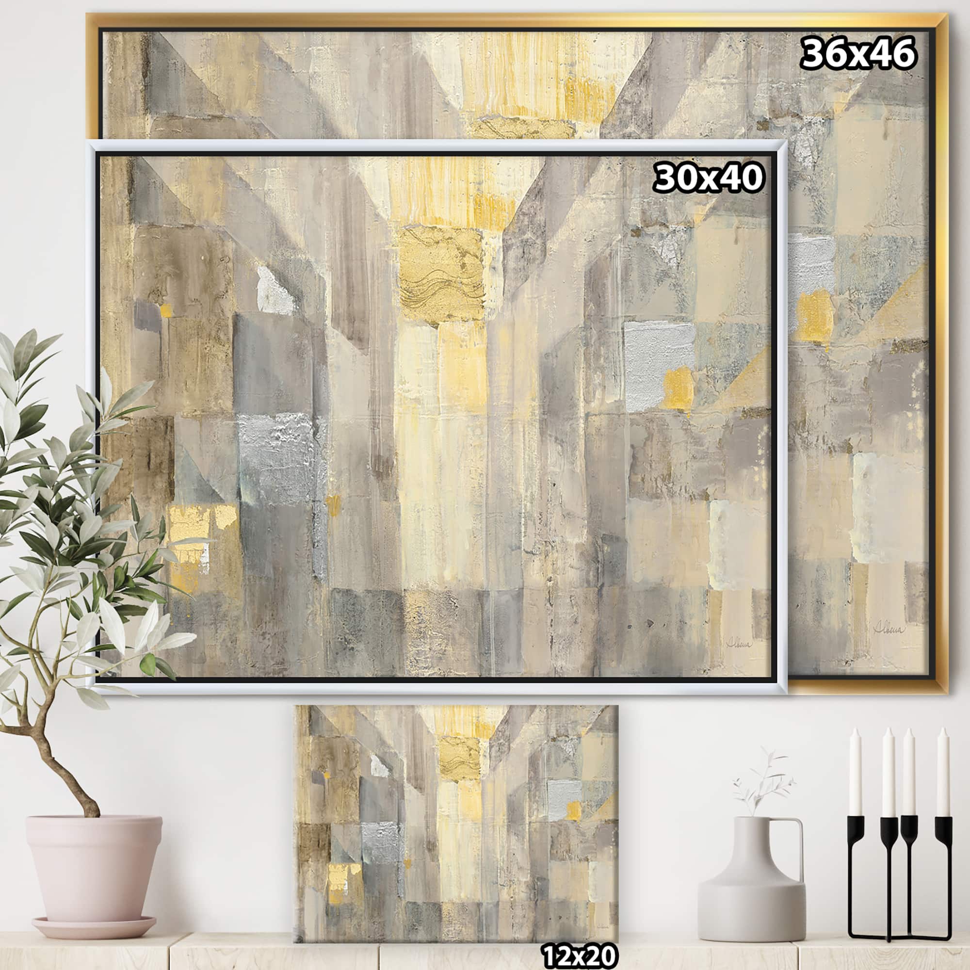 Designart - Gold Square Watercolor - Glam Canvas in Gold Frame
