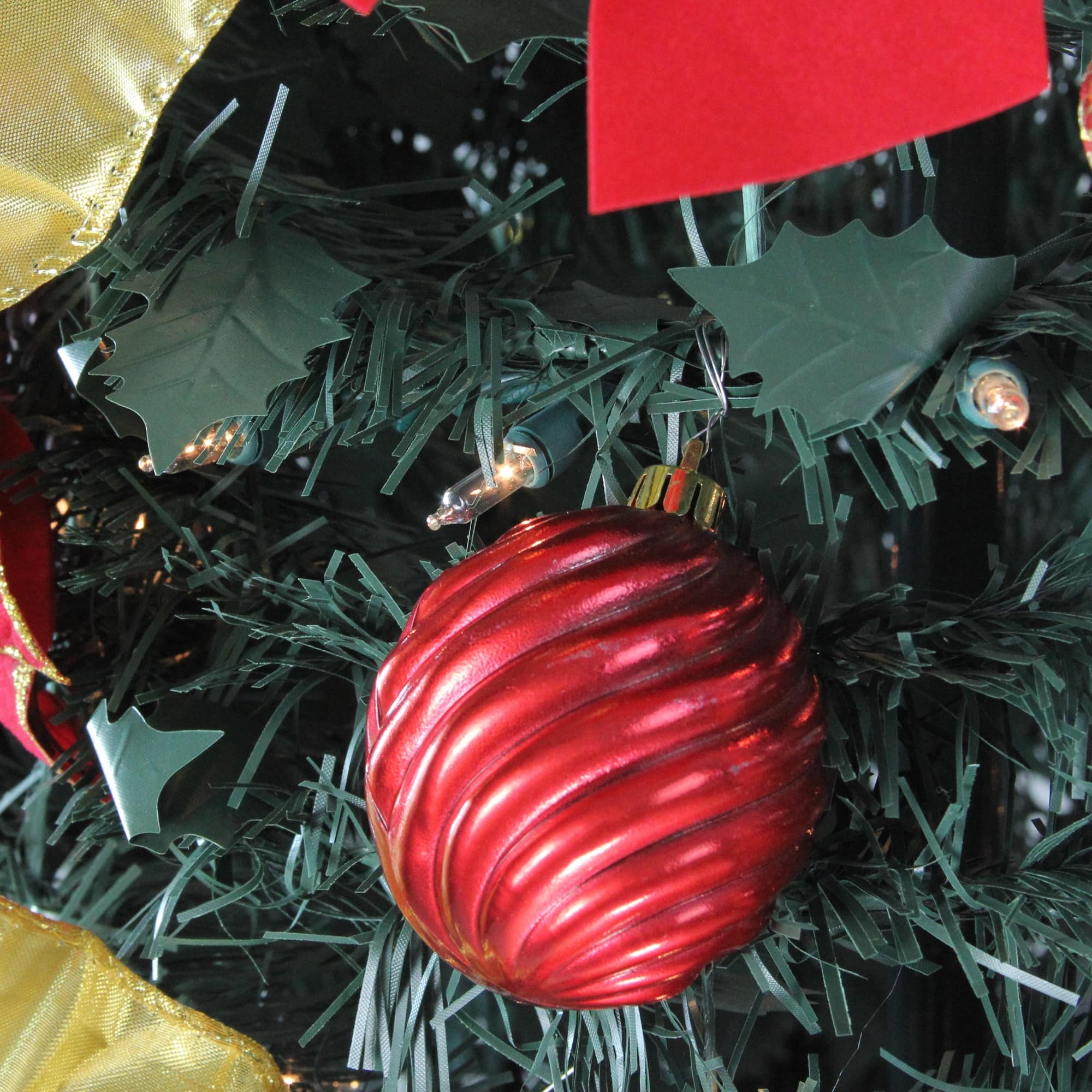 6ft. Pre-Lit Gold & Red Pre-Decorated Pop-Up Artificial Christmas Tree, Clear Lights