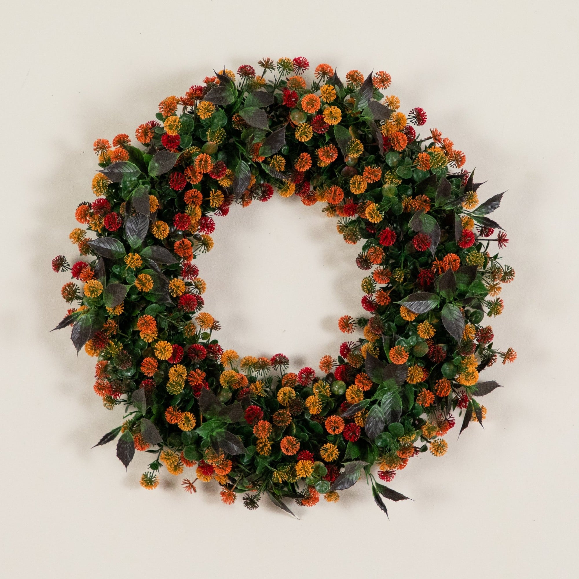 24" UV Resistant Autumn Artificial Fall Mum Wreath