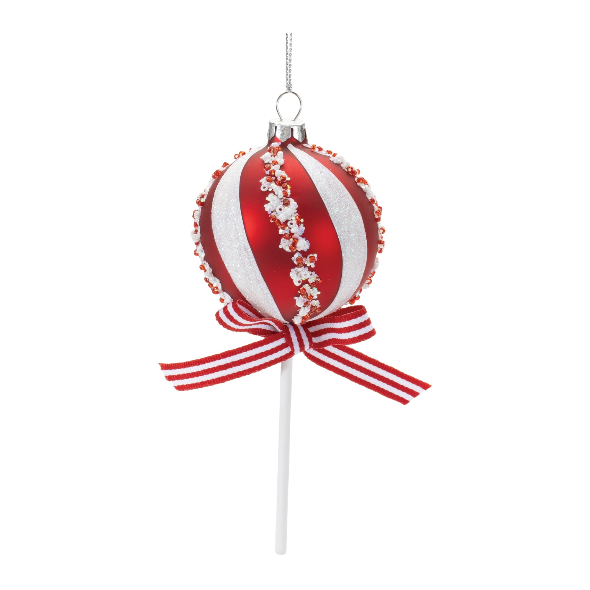 6" Glass Peppermint Lollipop Ornaments, 12ct.
