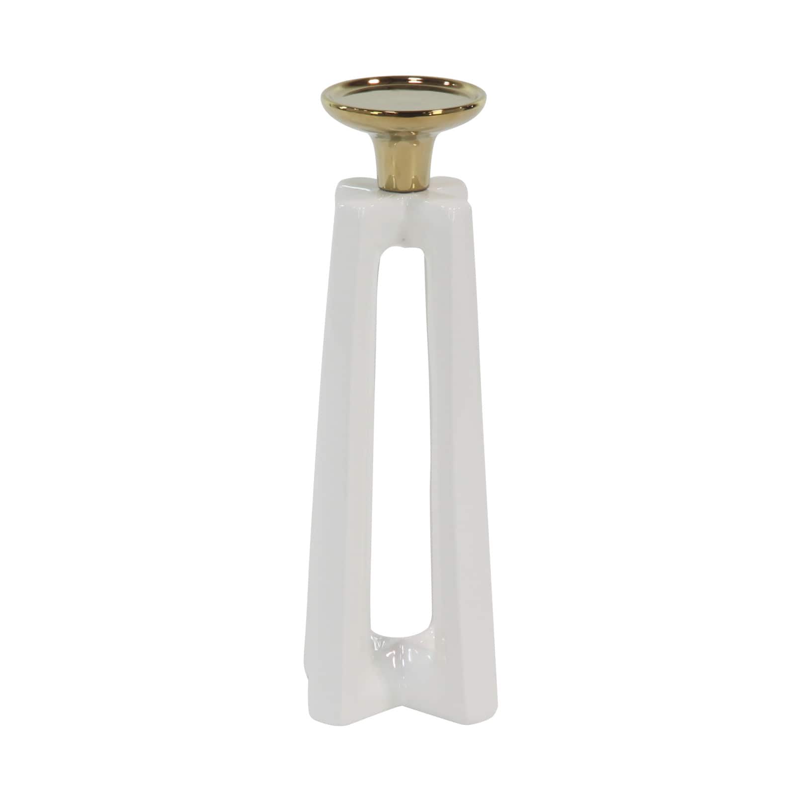 CosmoLiving by Cosmopolitan White Ceramic Modern Candle Holder Set