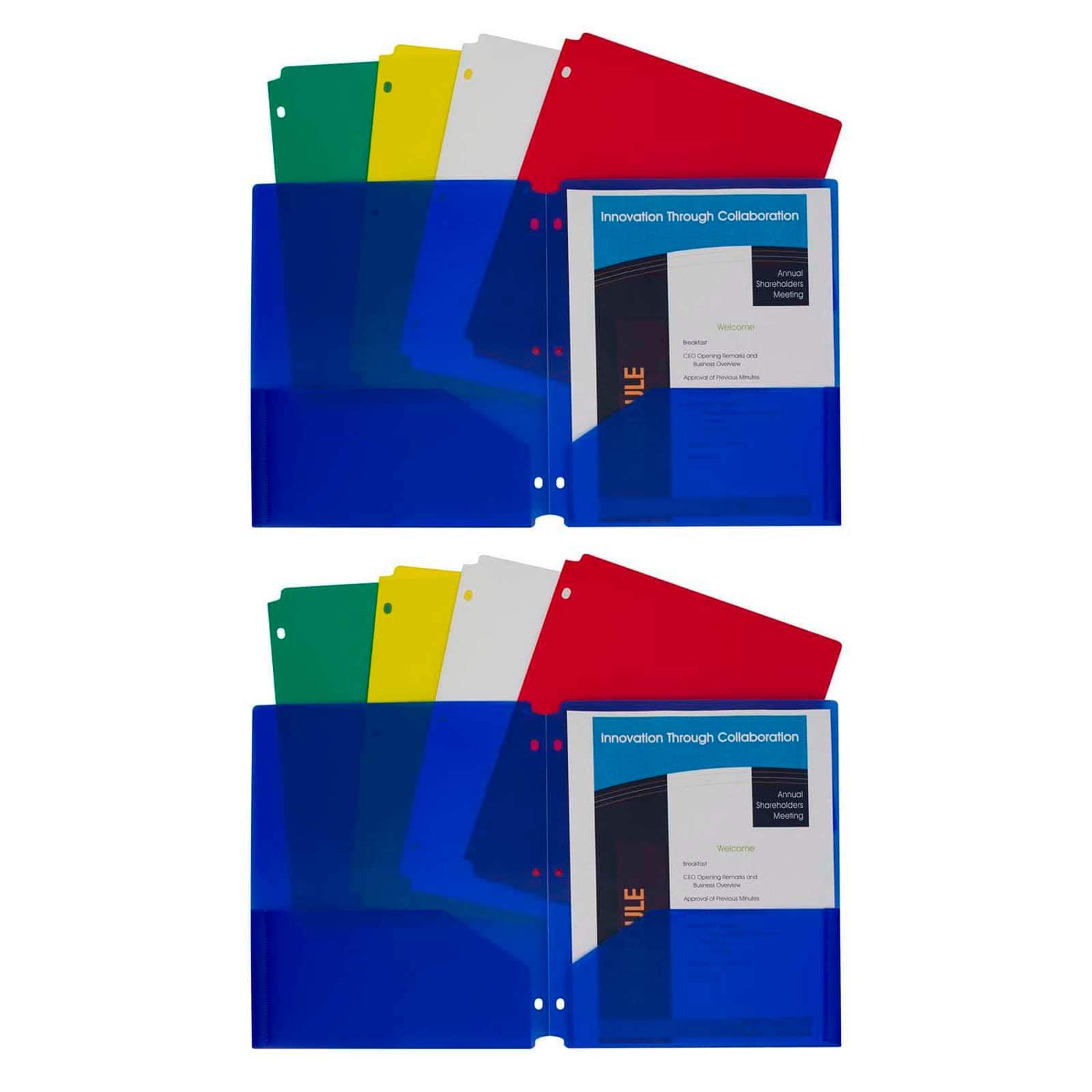 C-Line® Two-Pocket 3-Hole Punched Hole Portfolio Folders, 2 Packs of 10