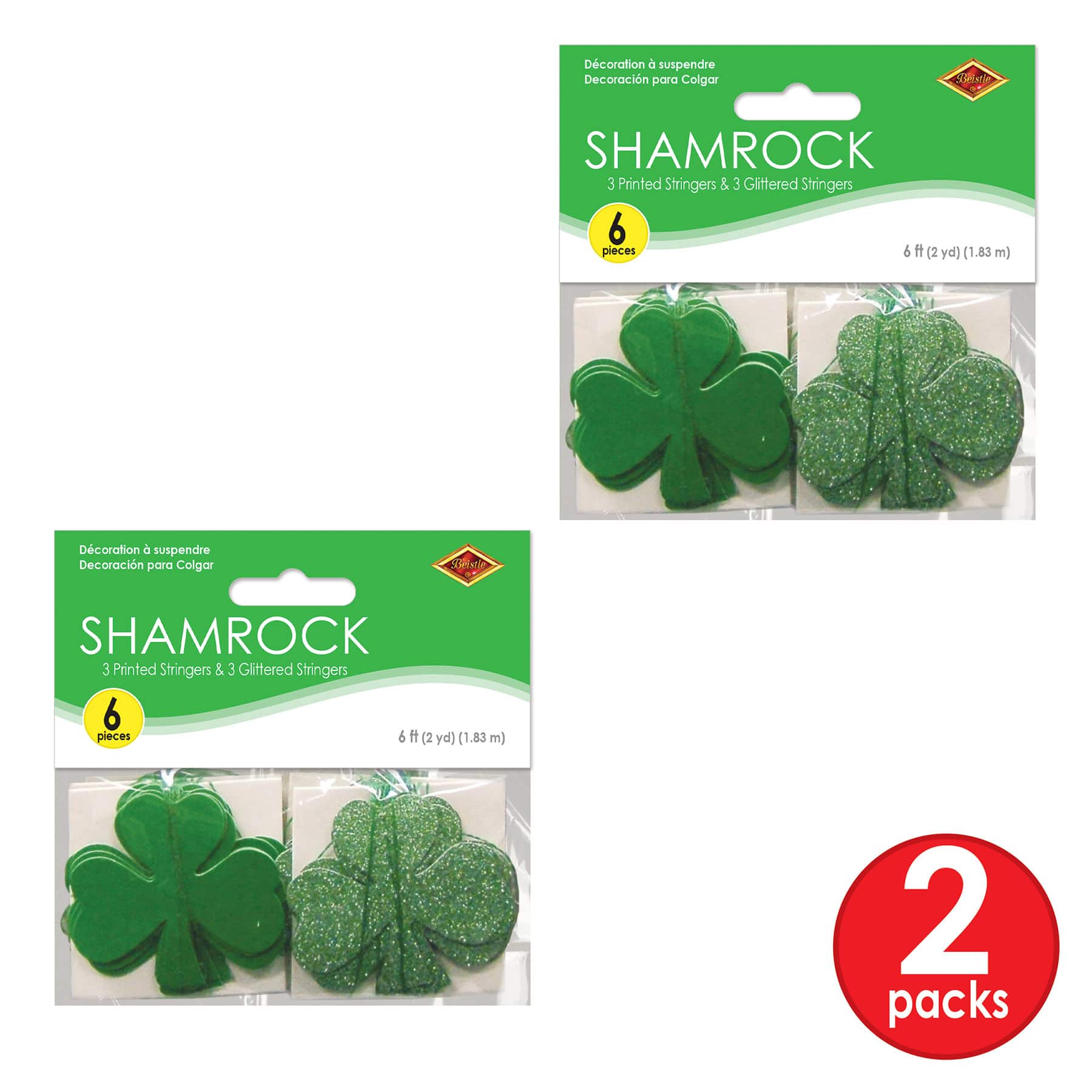 Beistle 6ft. Green Shamrock Stringers, 2 Packs of 12