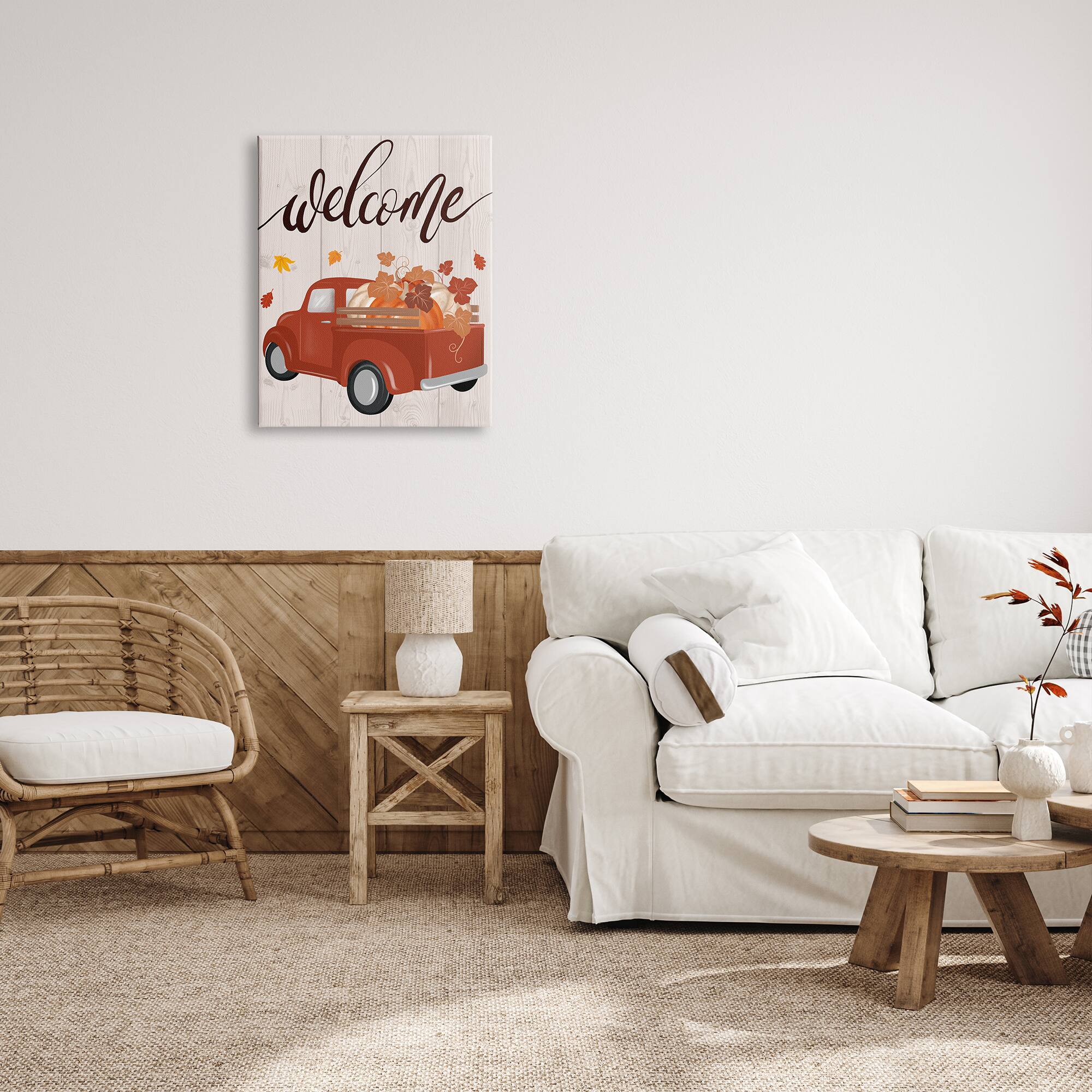 Stupell Industries Welcome Country Pumpkin Truck Canvas Wall Art