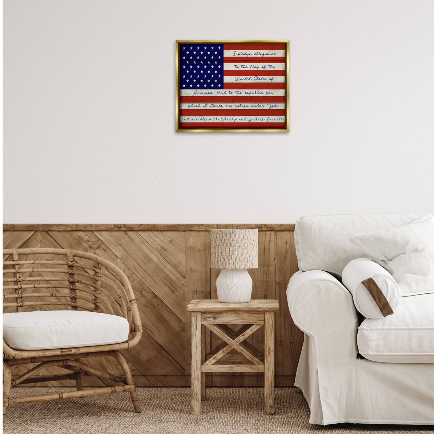 Stupell Industries Pledge of Allegiance Flag Floater Framed Art