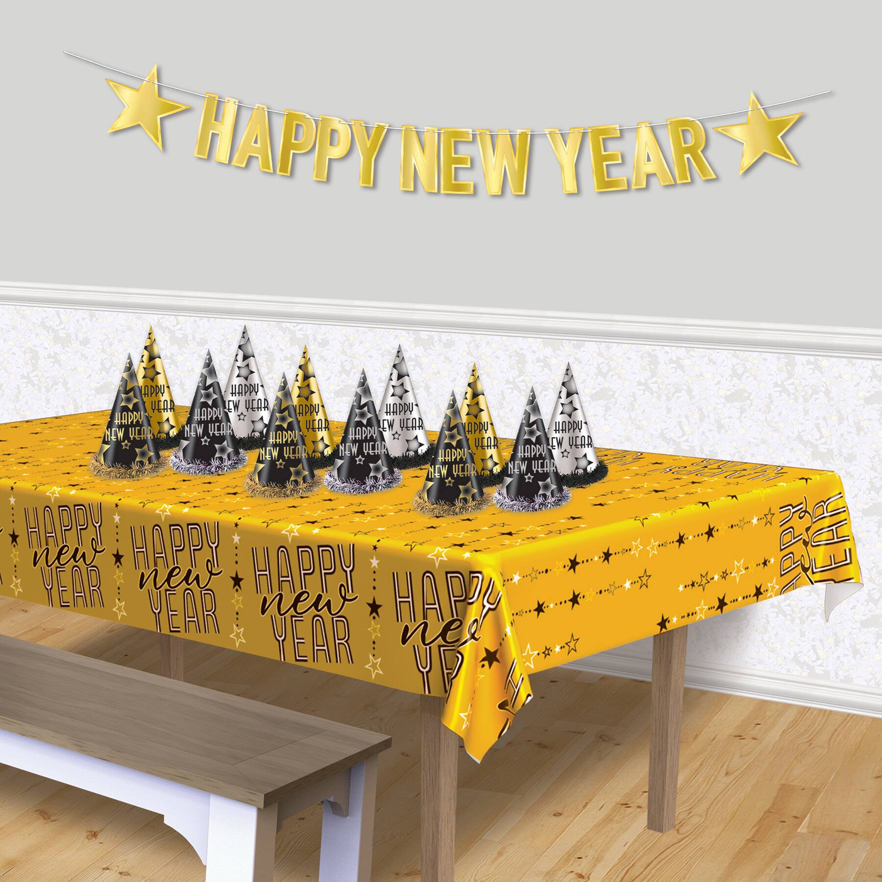 Beistle 54" x 108" Metallic Happy New Year Table Covers, 2ct.