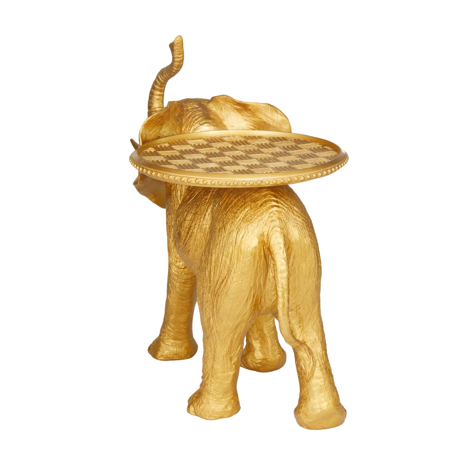 Gold Resin Eclectic Tray Elephant Sculpture, Set of 18" x 22" x 11"