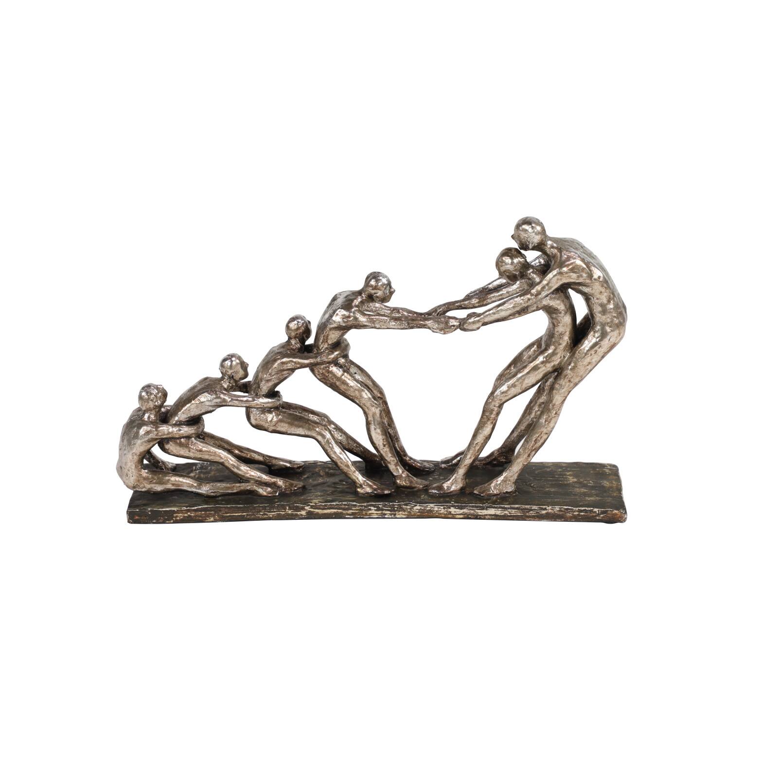 13" Silver Polystone Modern Tug of War Sculpture