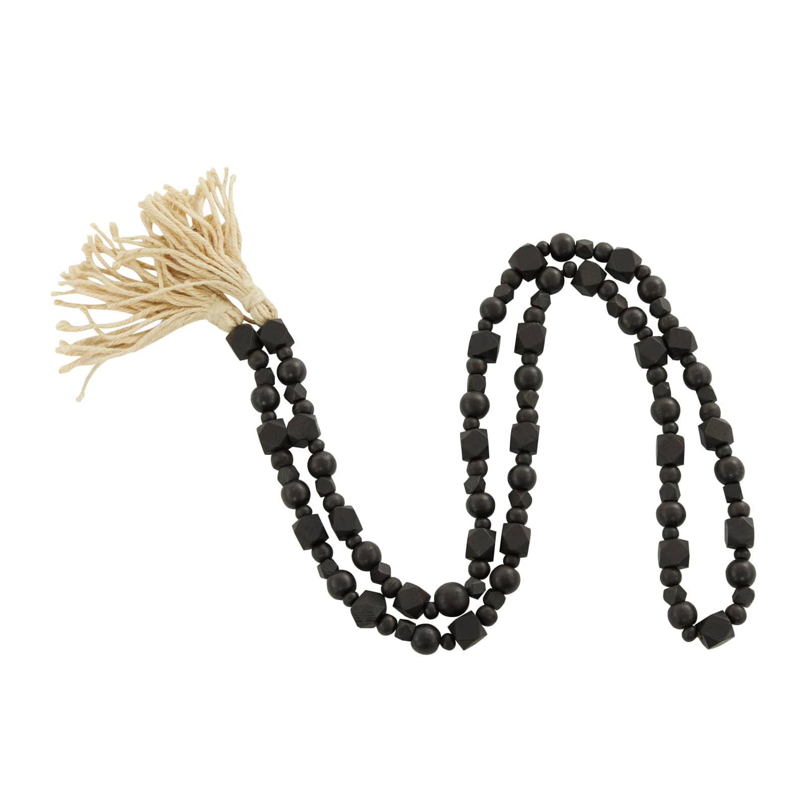 80" Geometric Wood Bead Garland with Tassels